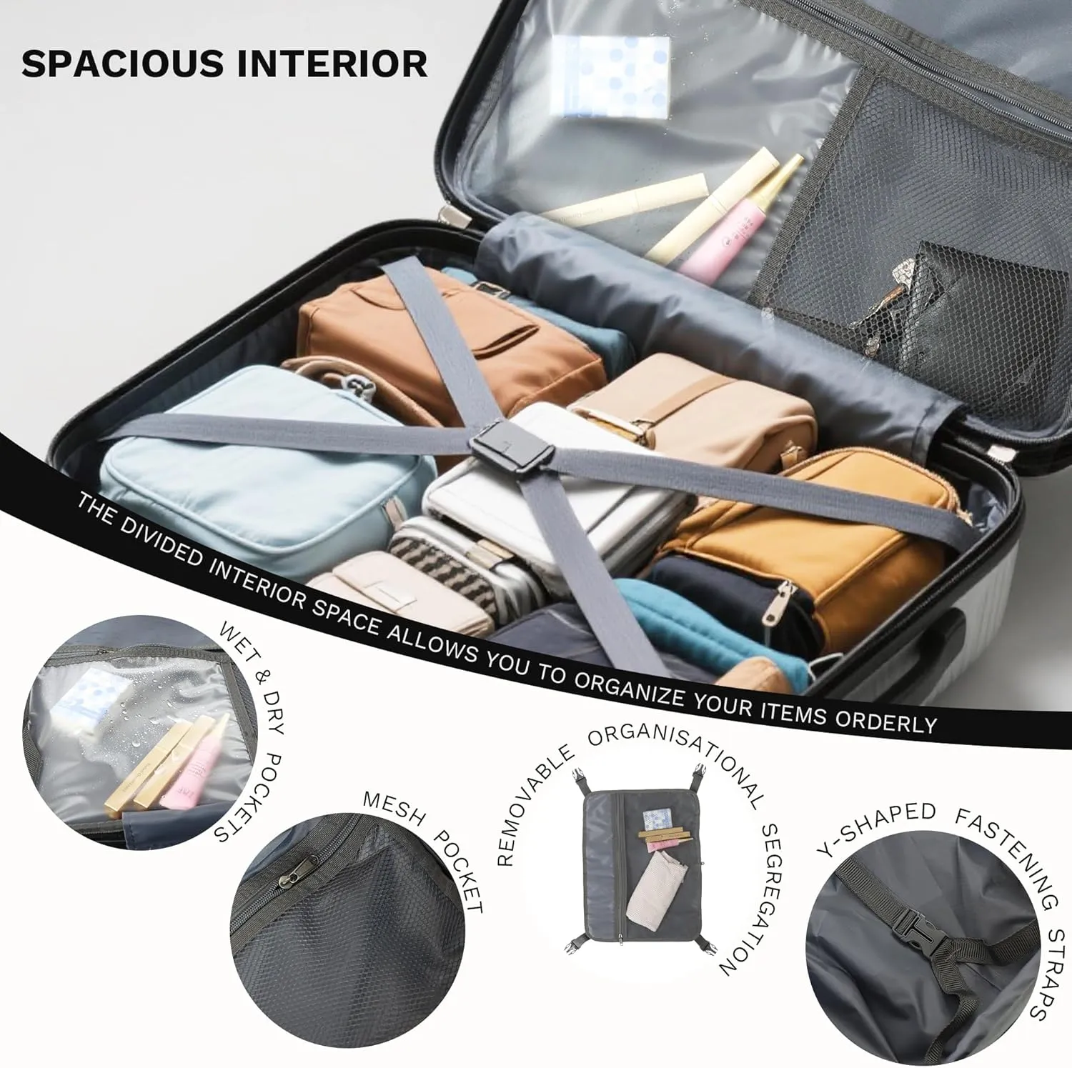 20 inch Carry On Luggage Expandable Top Opening/Clamshell Opening, TSA Approved Carry On Luggage Hard Shell Suitcases, Lightweight Away Carry On Suitcases, Black