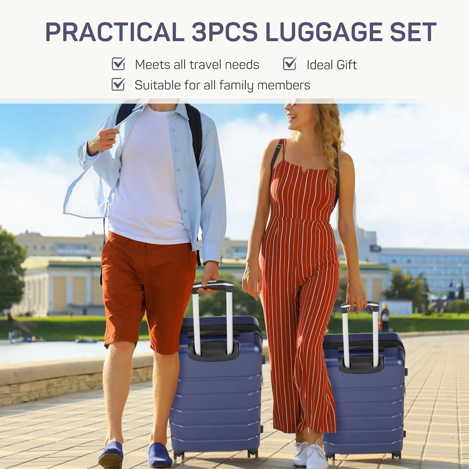 24 Inch Luggage, Hard Shell Rolling Suitcase with TSA Lock, Expandable Lightweight Luggage with Spinner Wheels, Blue