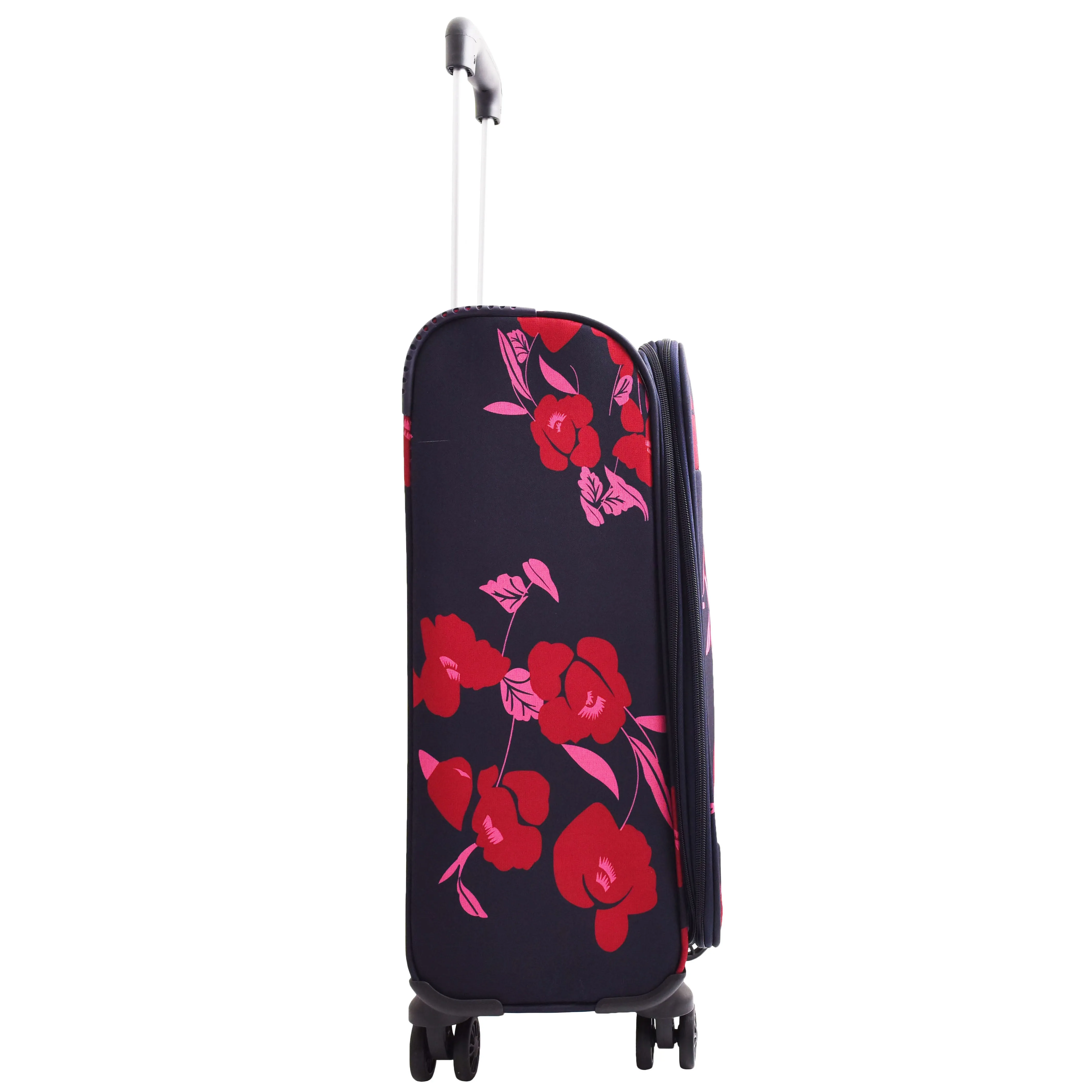 4 Wheel Cabin Size Suitcase Lightweight Soft Expandable Hand Luggage Multi Flower AT56 Blue