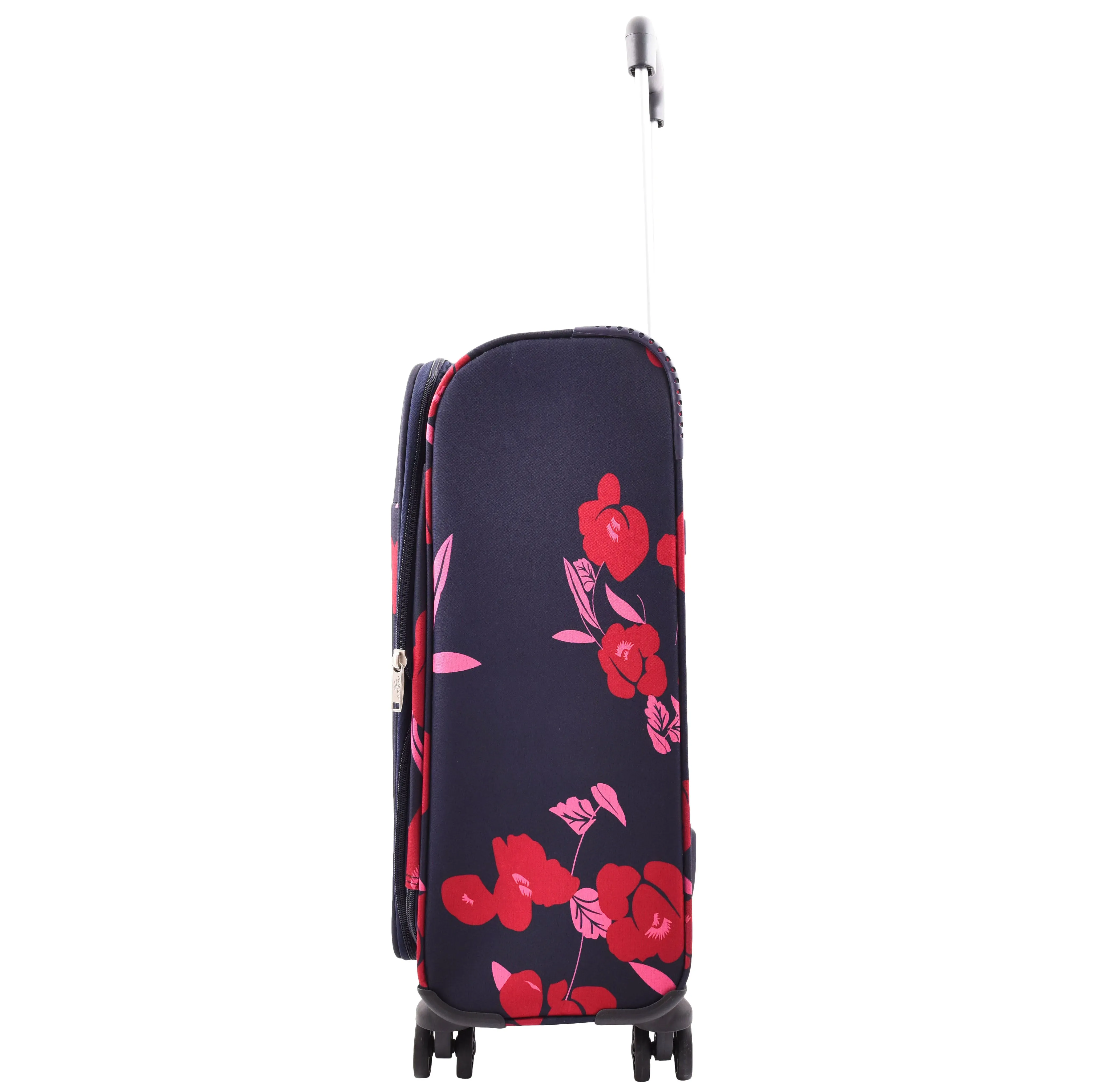 4 Wheel Cabin Size Suitcase Lightweight Soft Expandable Hand Luggage Multi Flower AT56 Blue