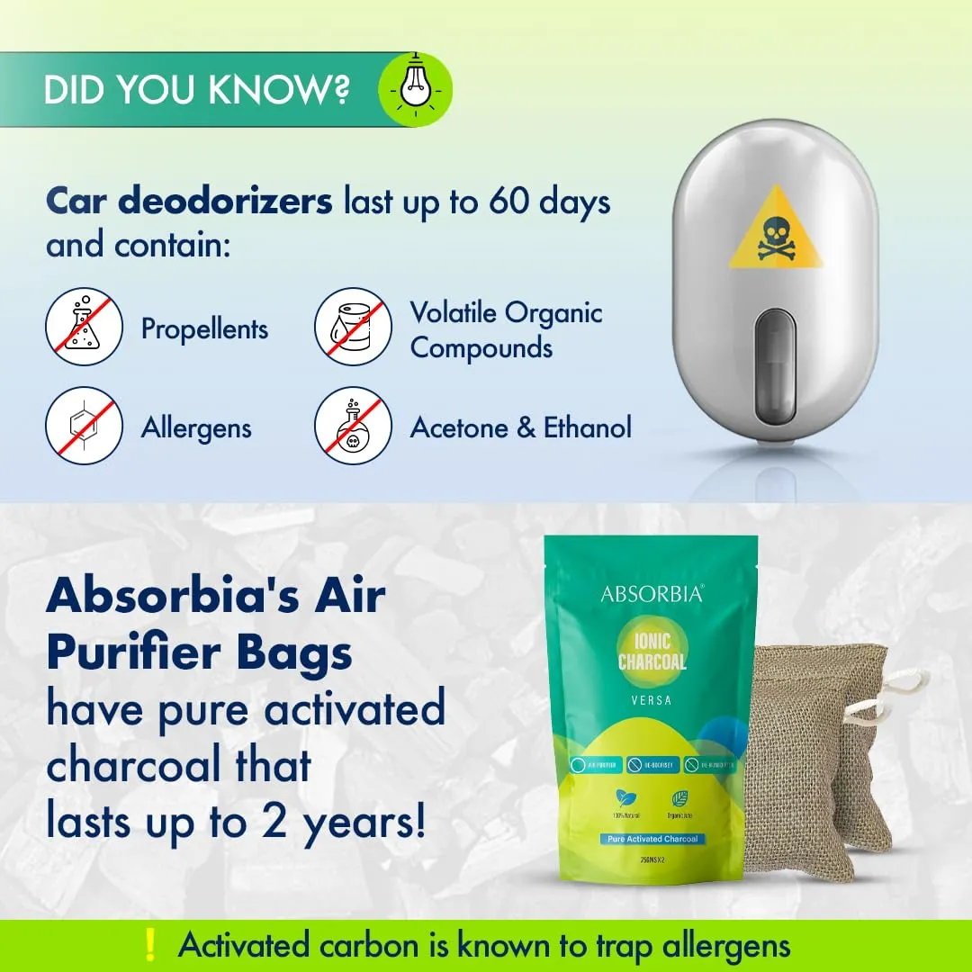 Absorbia Charcoal Bag 75gx2| Absorbia Moisture Absorber Absorbia Sachet - Pack of 3 (200ml Each) | Dehumidier for Bags, Suitcases Drawers
