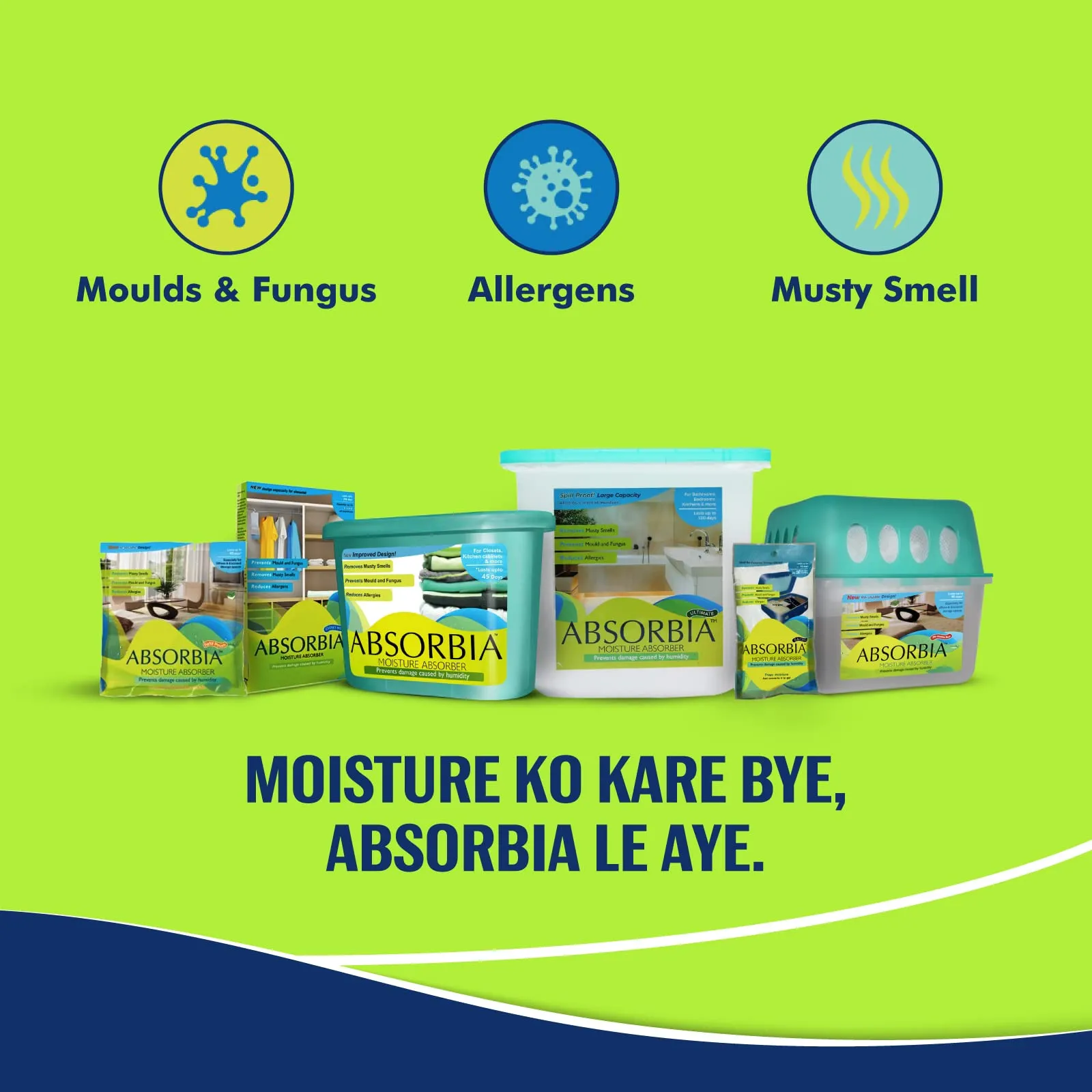 Absorbia Moisture Absorber Sachet - Pack of 6 (100g each) | Absorbia Sachet - Pack of 3 (100g Each)|Dehumidifier for Wardrobe, Cupboards & Closets