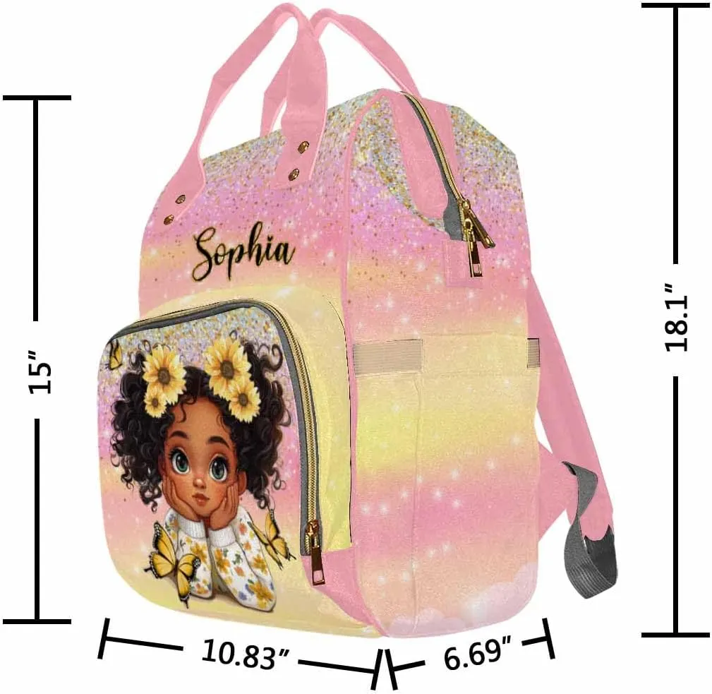 Artsadd Customized Diaper Backpacks Princess, Personalized Princess Diaper Bags Custom Travel Nappy Mommy Bags Backpack with Name for Mother Aunt Birthday Mother's Day