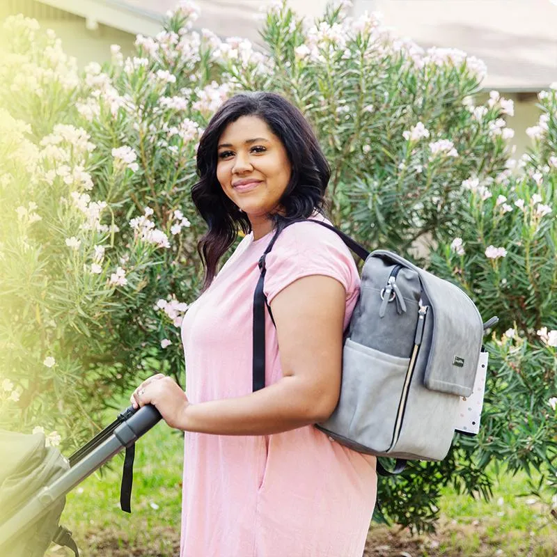Boxy Backpack in Pewter Matte Leatherette