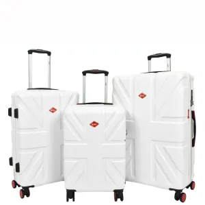 British Union Flag Pattern 8 Wheel Luggage Lightweight Hard Shell Suitcase AC311 White