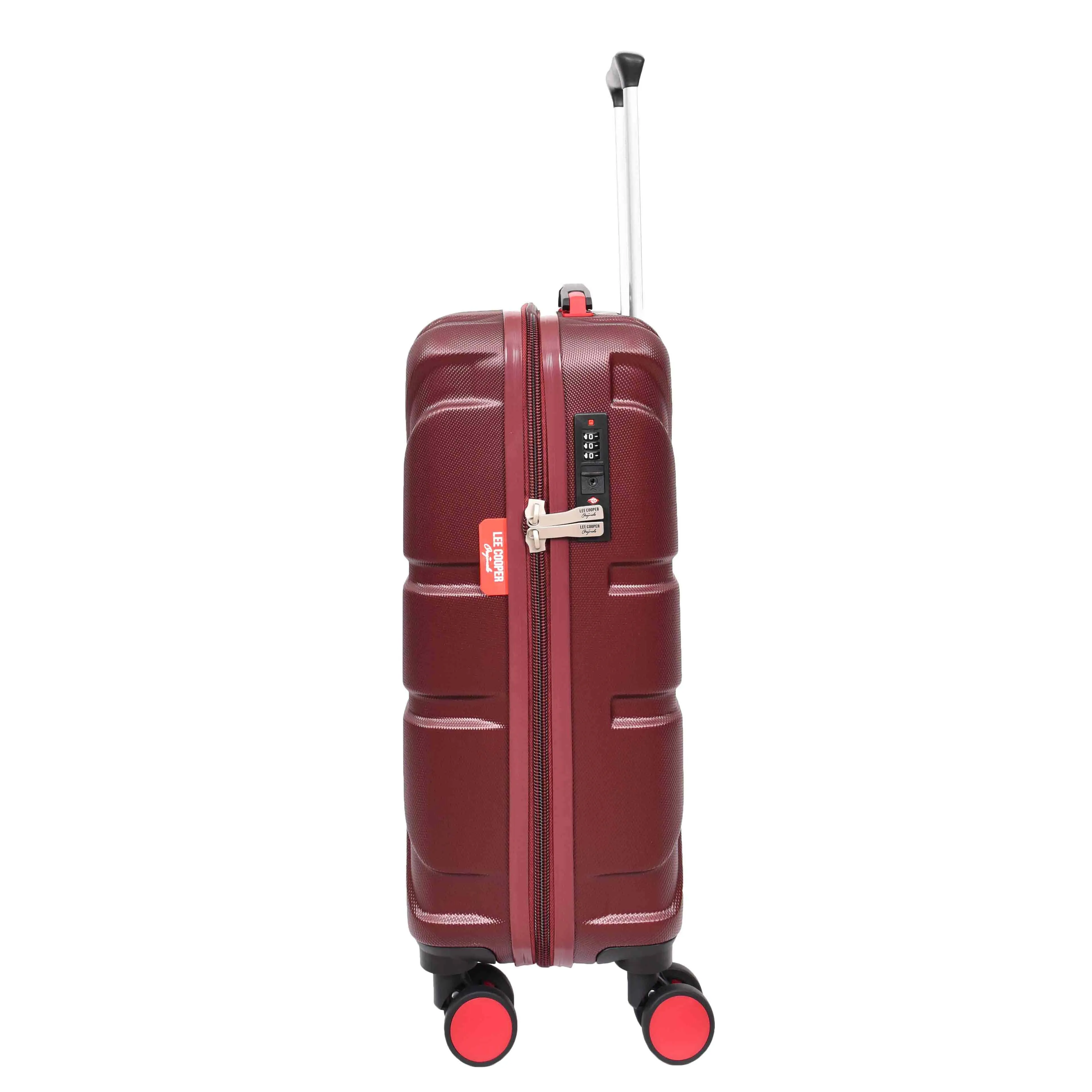 British Union Jack Hardside Spinner Suitcase 8 Wheels Hard Shell Travel Bag Burgundy