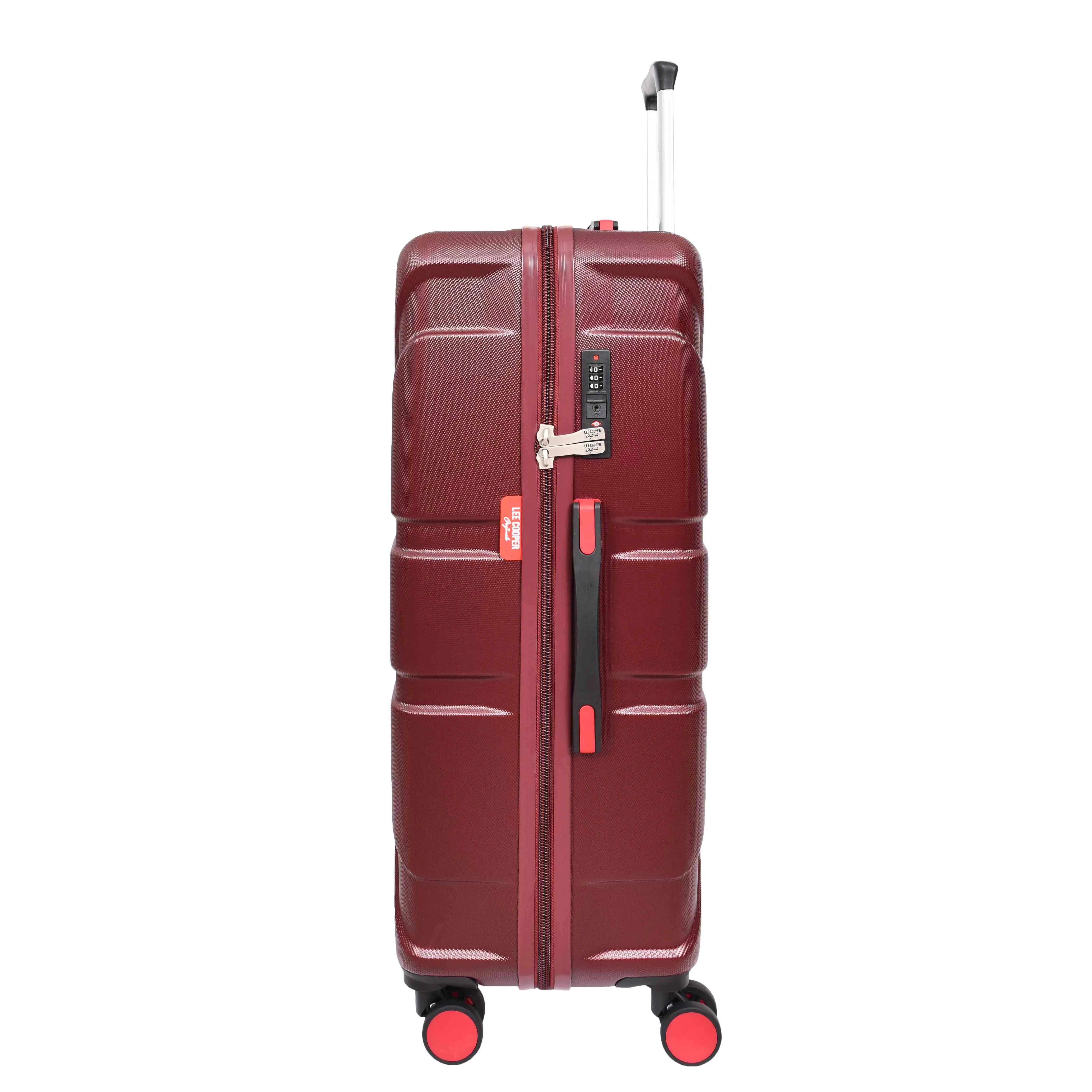 British Union Jack Hardside Spinner Suitcase 8 Wheels Hard Shell Travel Bag Burgundy