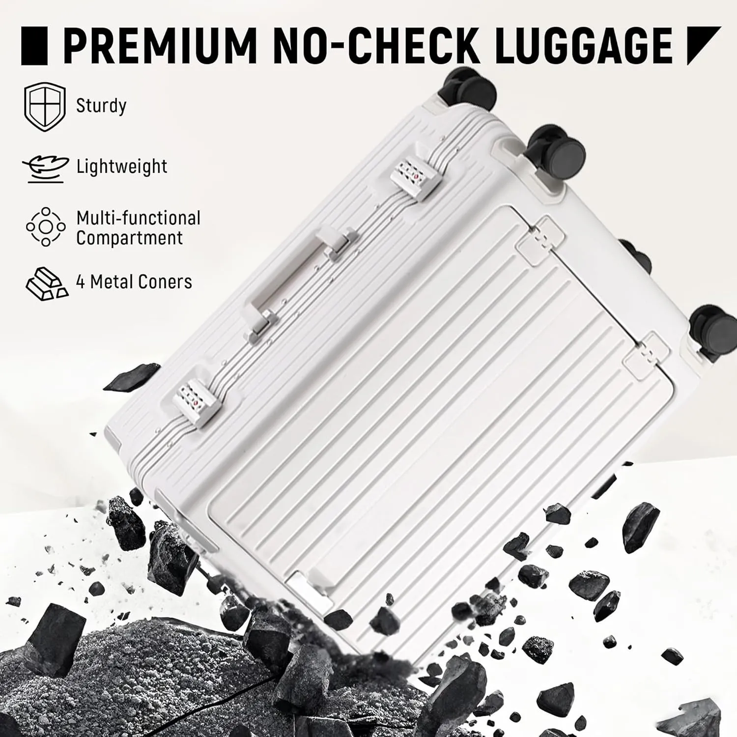 Carry On Luggage 22x14x9 Airline Approved, Zipperless Luggage Carry On with Compartment 20" Hard Shell Suitcases, ABS Aluminum Carry On Suitcases with Spinner Wheels, TSA Lock 37L