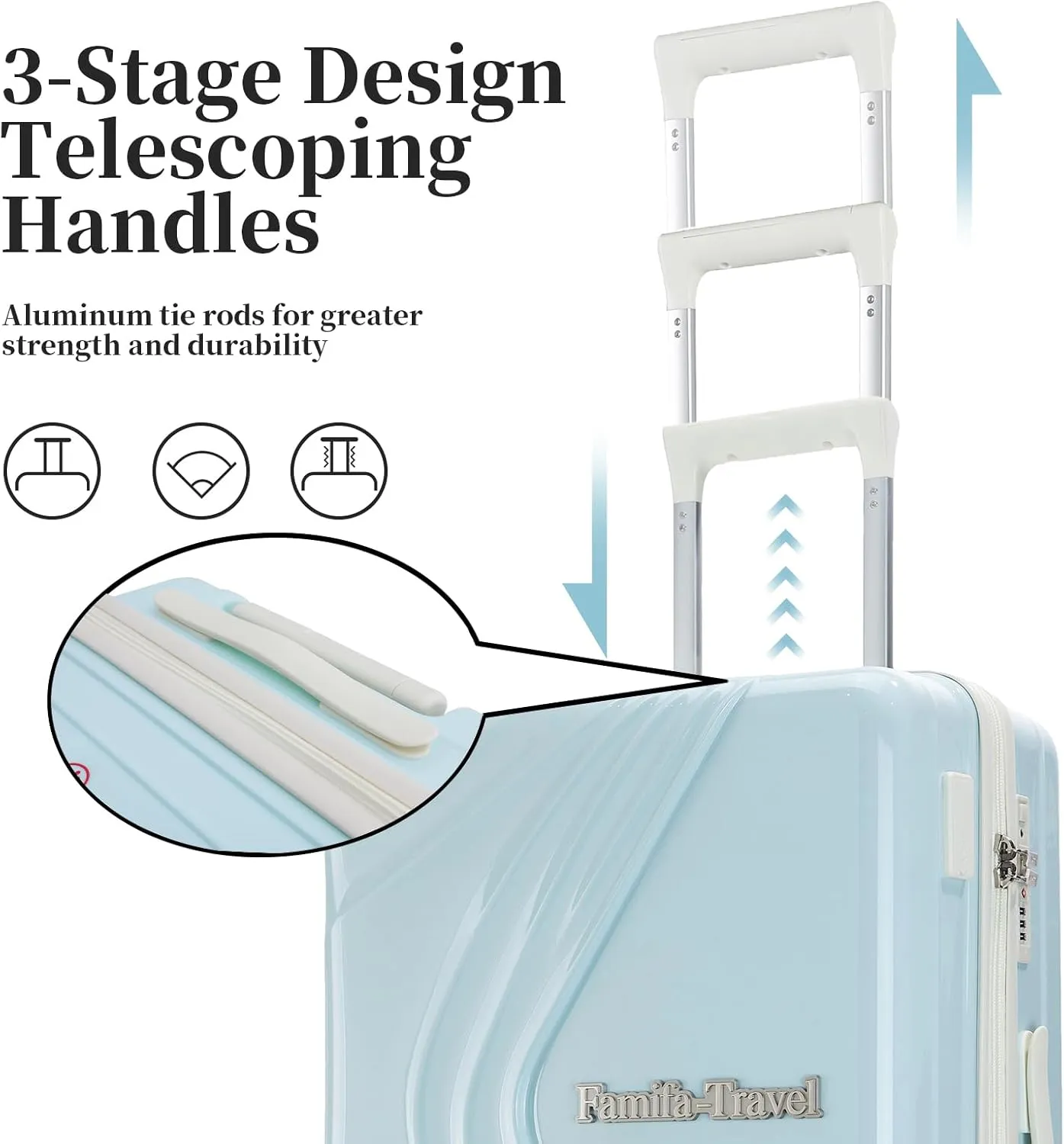 Carry on Luggage, ABS PC Hard Shell Suitcase with 4 Spinner Wheels, Aairline Approved 20in Carry on Suitcase with TSA Lock, USB Port and Phone Holder (Sky Blue, Carry-On 20-Inch)