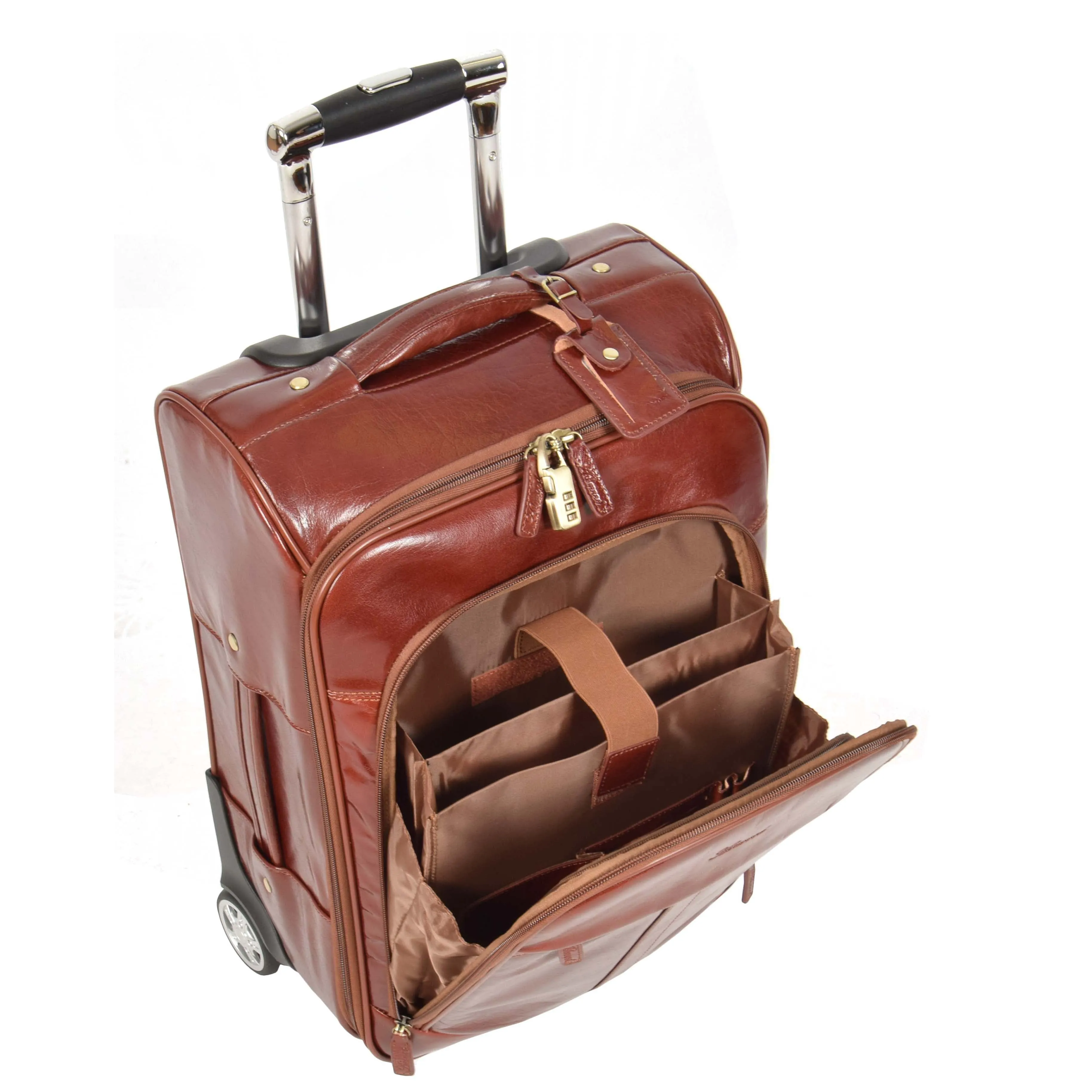 Exclusive Leather Cabin Suitcase Tokyo Cognac