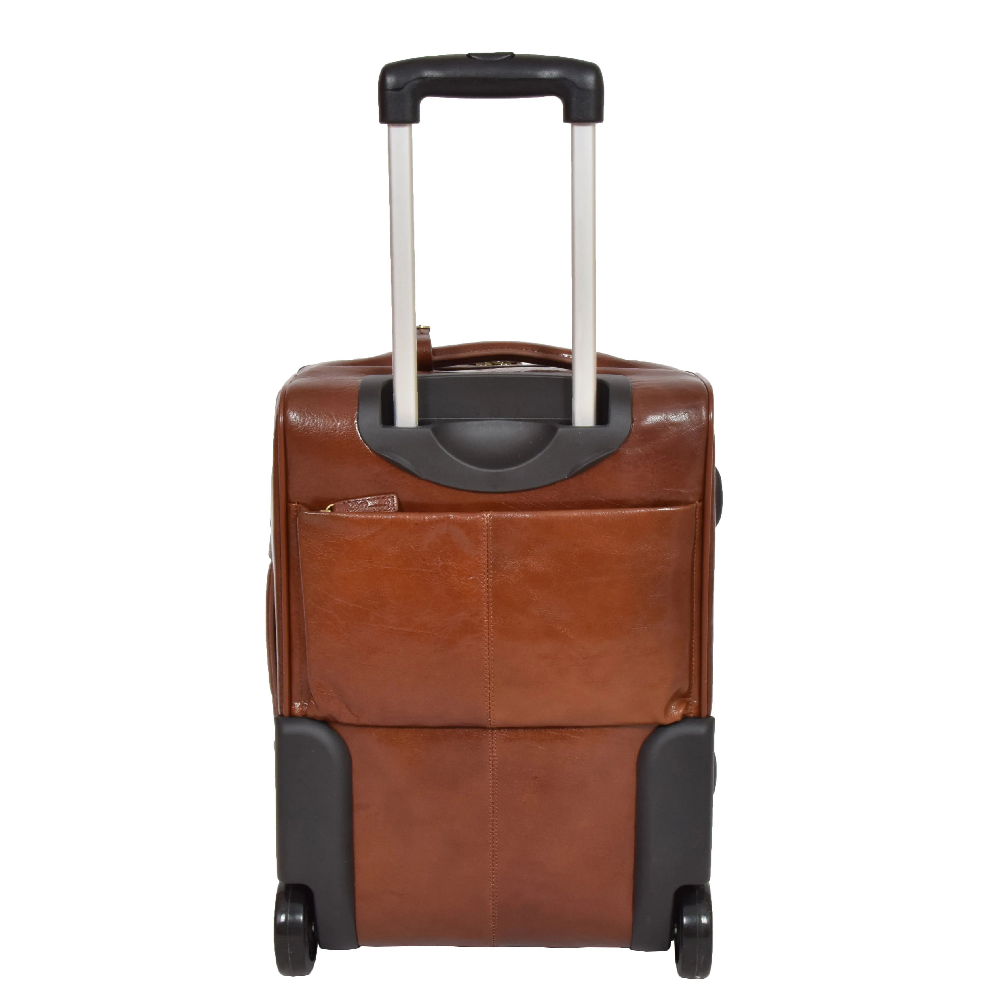 Exclusive Leather Trolley Hand Luggage Cabin Suitcase Concorde Chestnut