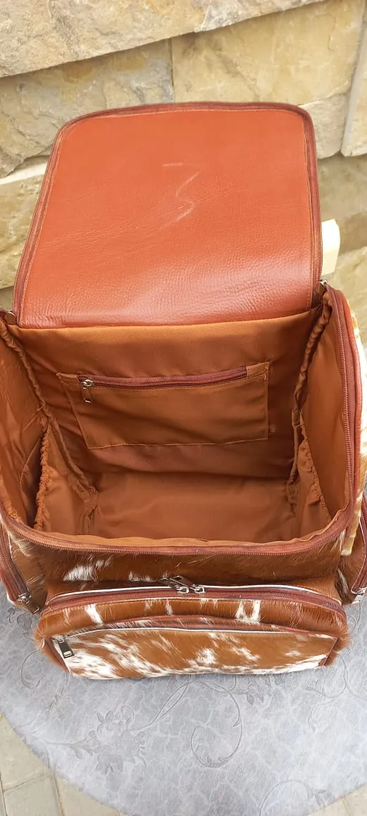 Exotic Cowhide Leather Backpack Large Travel Backpack