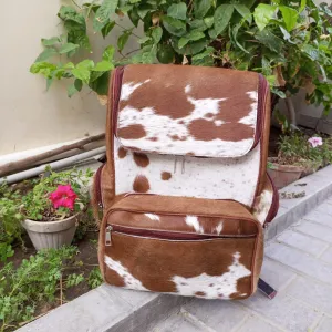 Exotic Cowhide Leather Backpack Large Travel Backpack
