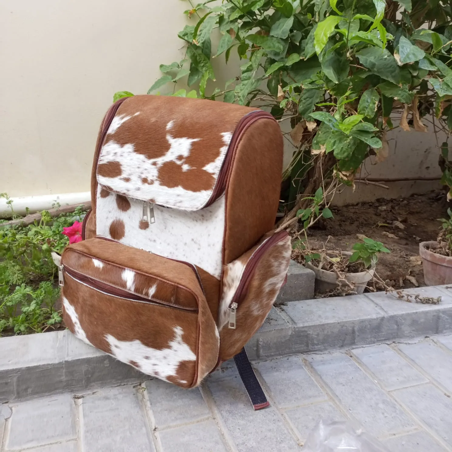 Exotic Cowhide Leather Backpack Large Travel Backpack