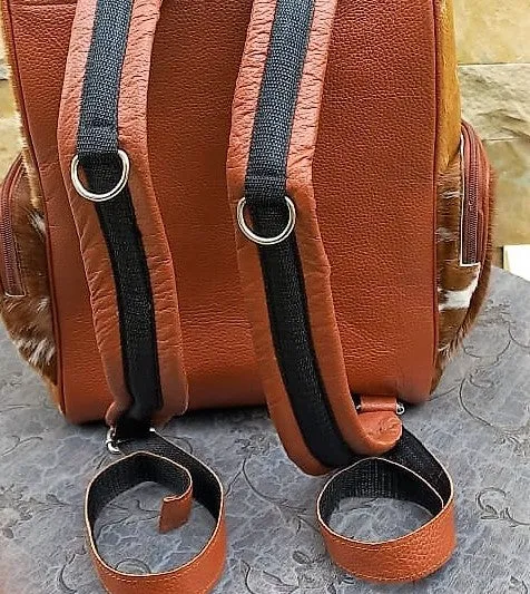 Exotic Cowhide Leather Backpack Large Travel Backpack