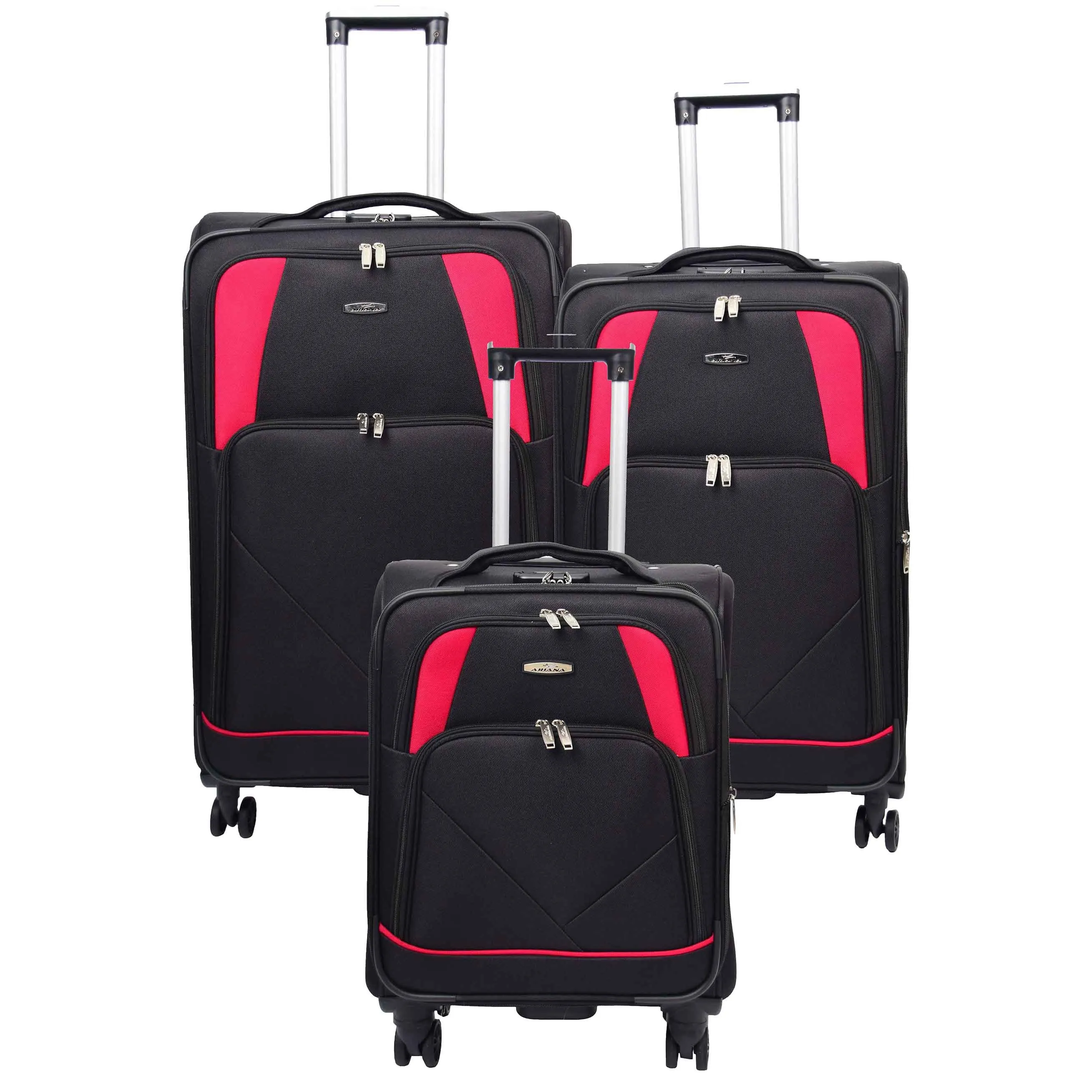 Expandable Four Wheel Soft Suitcase Luggage York Black