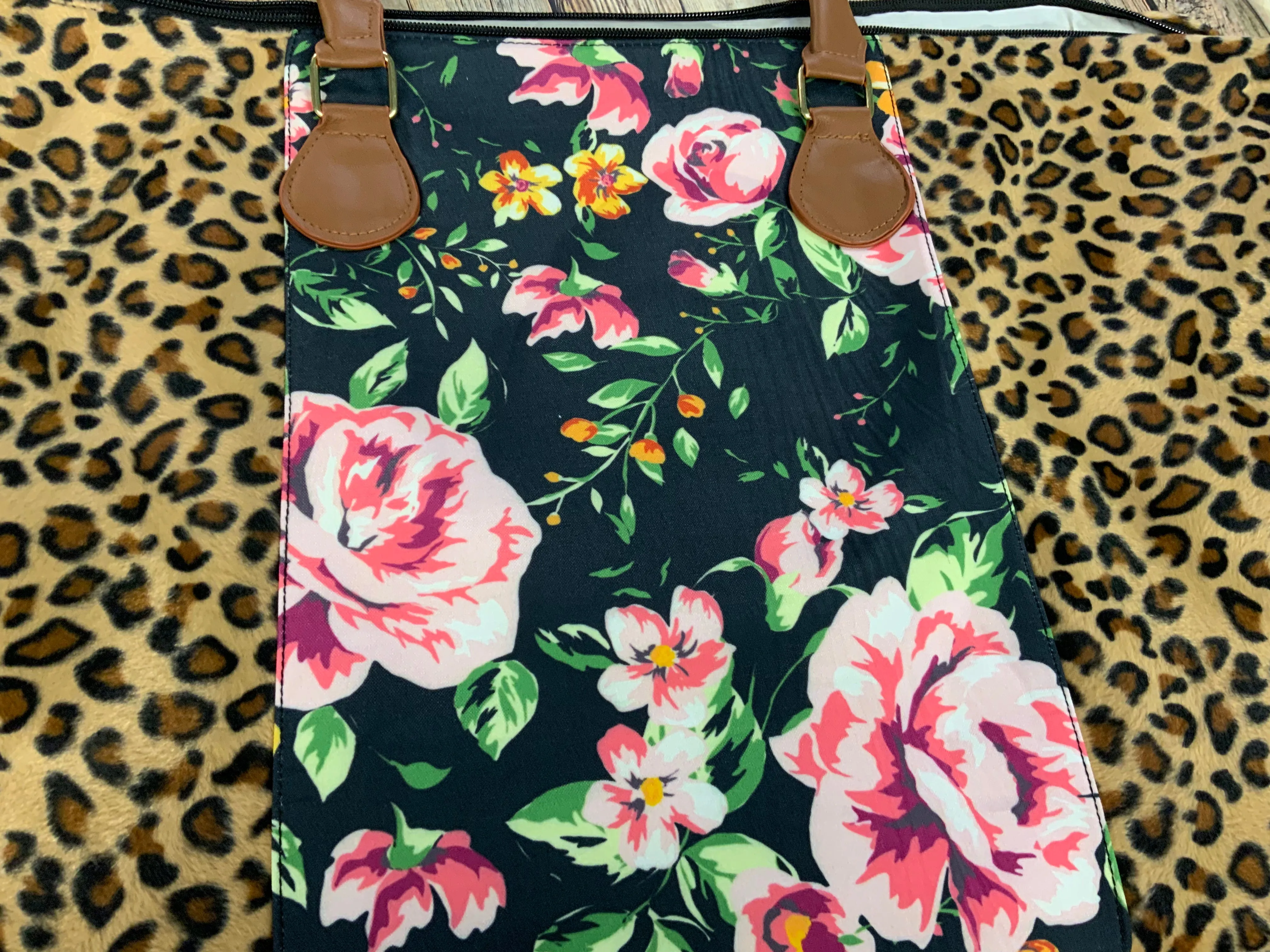 Floral and Faux Fur Leopard Weekender ( flaw)