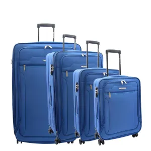Four Wheel Suitcases Lightweight Soft Expandable Luggage Cosmic Blue