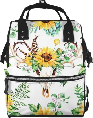 Funny Sunflowers Diaper Bag Backpack for Women Large Capacity Nappy Bag Multifunction Waterproof Mummy Backpacks for Mom Dad Essentials Casual Daypack Travel Bag