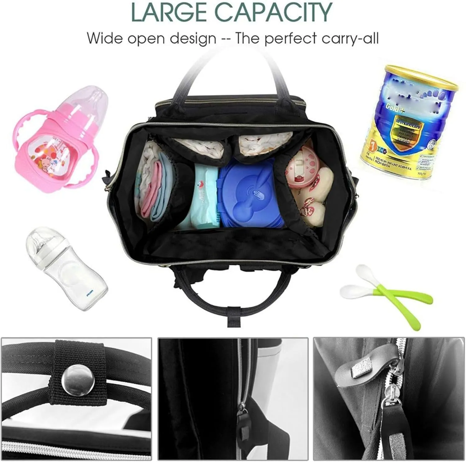 Golden Dragonfly Diaper Bag Backpack for Women Large Capacity Nappy Bag Multifunction Waterproof Mummy Backpacks for Mom Dad Essentials Casual Daypack Travel Bag