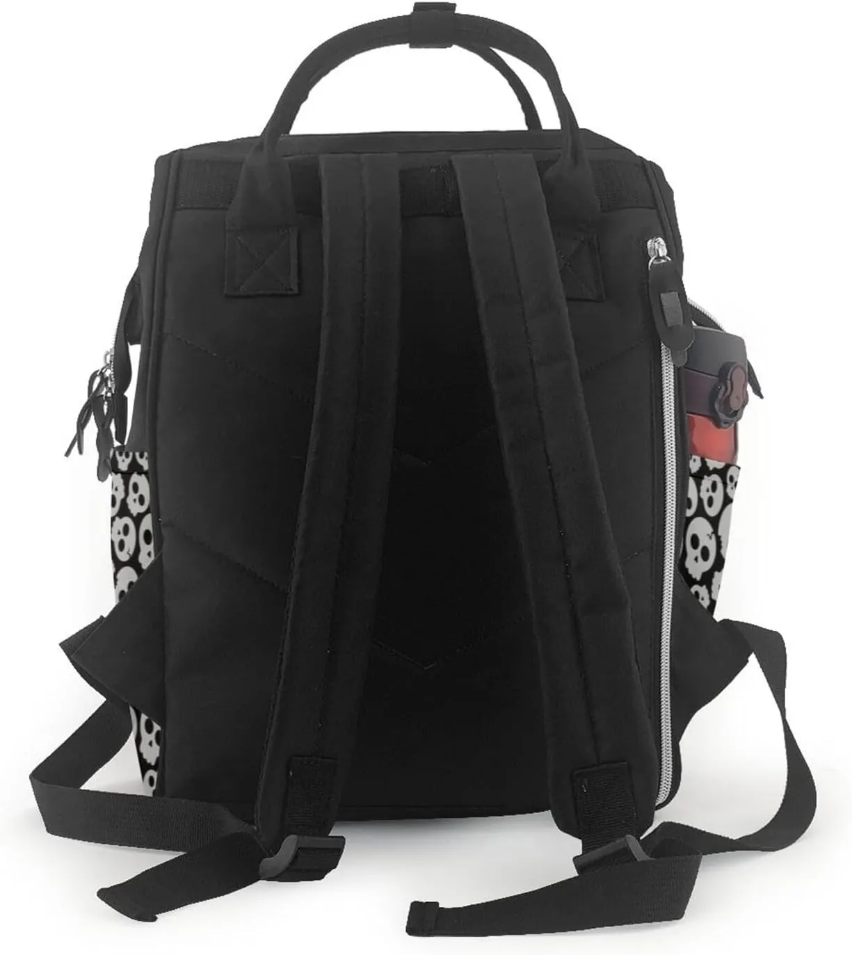 Gray Skulls Print Diaper Bag Backpack for Women Large Capacity Nappy Bag Multifunction Waterproof Mummy Backpacks for Mom Dad Essentials Casual Daypack Travel Bag