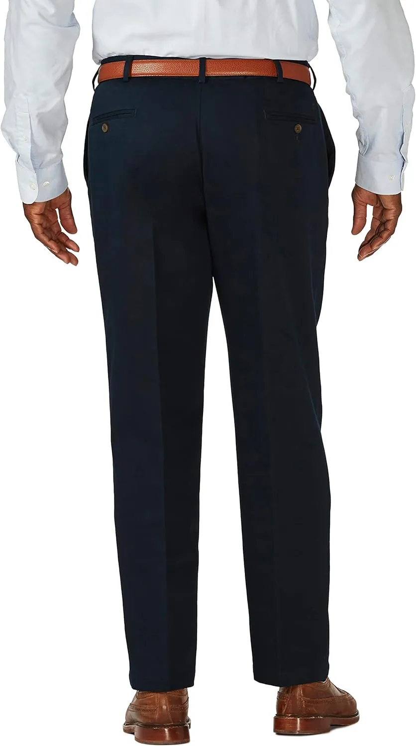 Haggar Men's Big and Tall Work to Weekend Hidden Expandable Waist Classif fit Flat and Pleated Front Pant