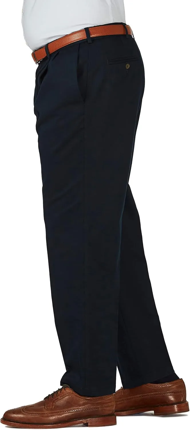 Haggar Men's Big and Tall Work to Weekend Hidden Expandable Waist Classif fit Flat and Pleated Front Pant
