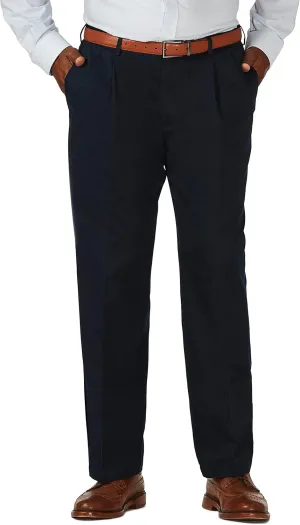 Haggar Men's Big and Tall Work to Weekend Hidden Expandable Waist Classif fit Flat and Pleated Front Pant