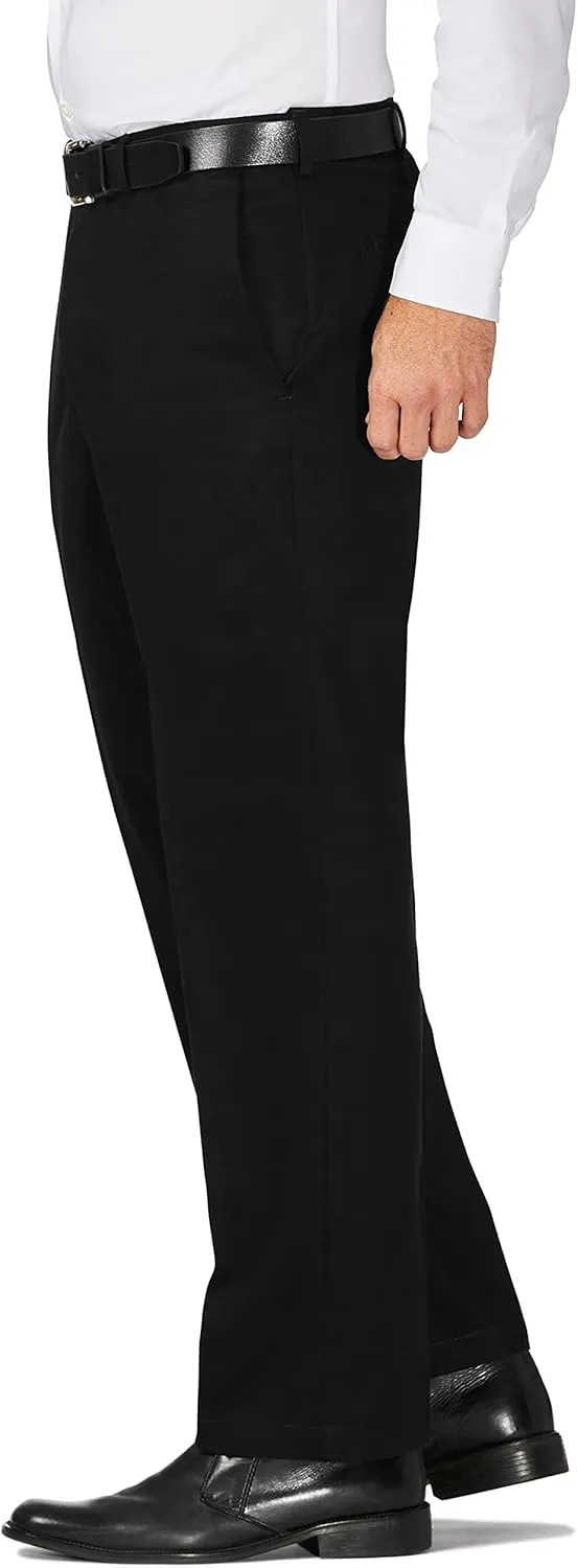 Haggar Men's Work to Weekend Hidden Expandable Waist Classic Fit Flat Front Pant