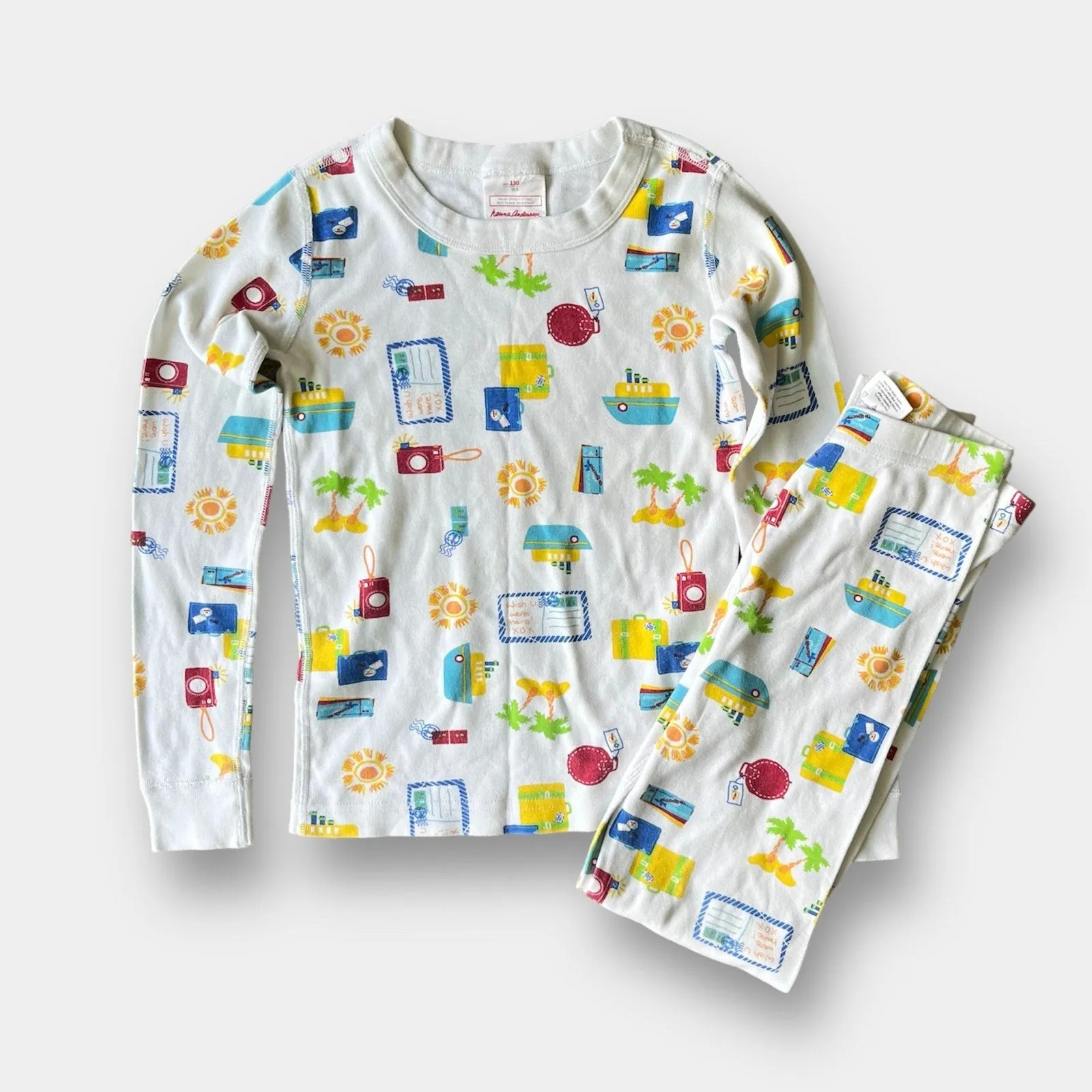 Hanna Andersson White Vacation Pajamas 130 cm 8