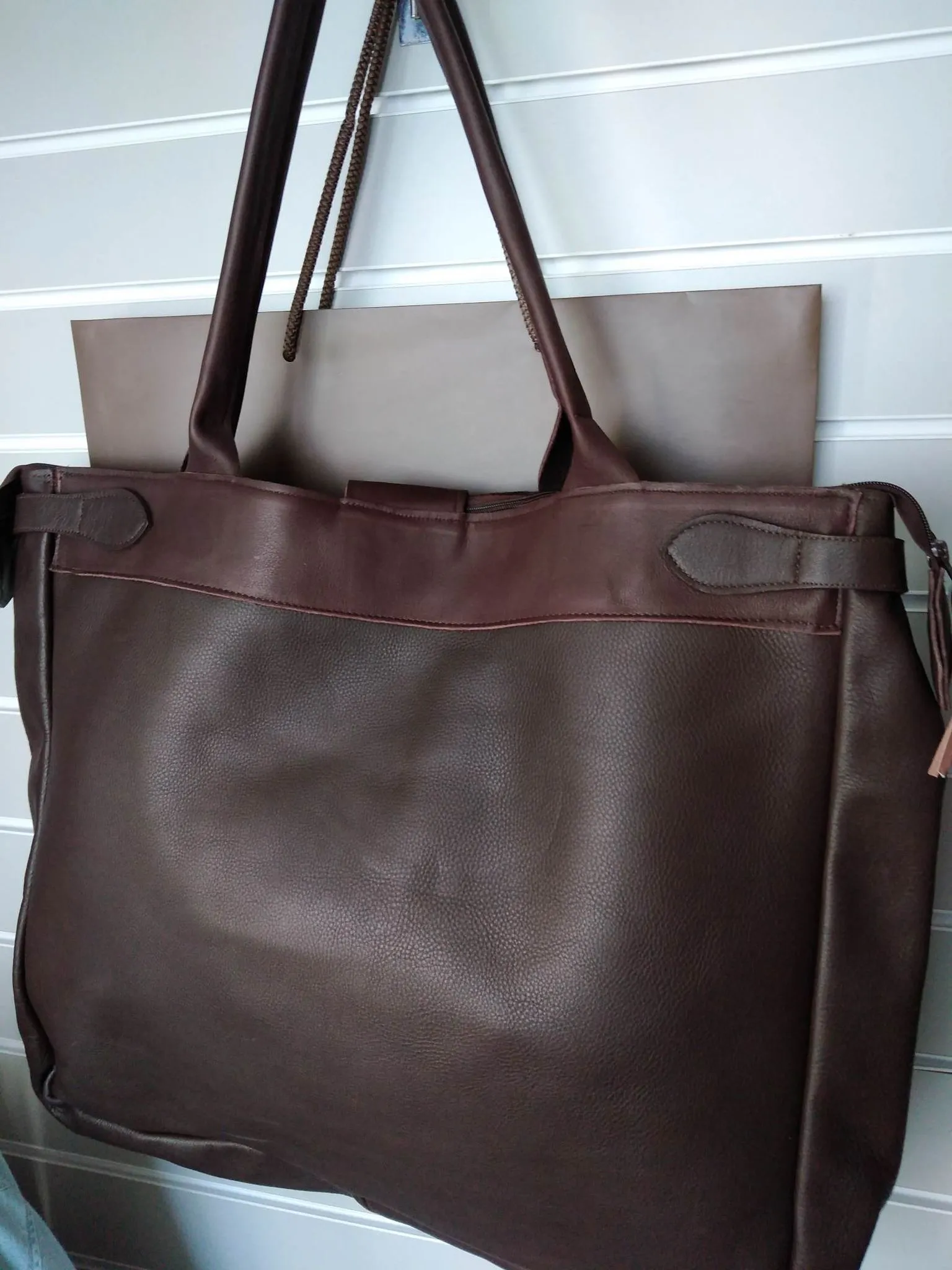 Large Grain Leather Weekender