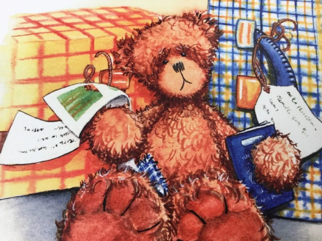 Limited Edition Signed Art Print - 'Travelling Tat Bear' - Rikey Austin 5.75" x 8.25"