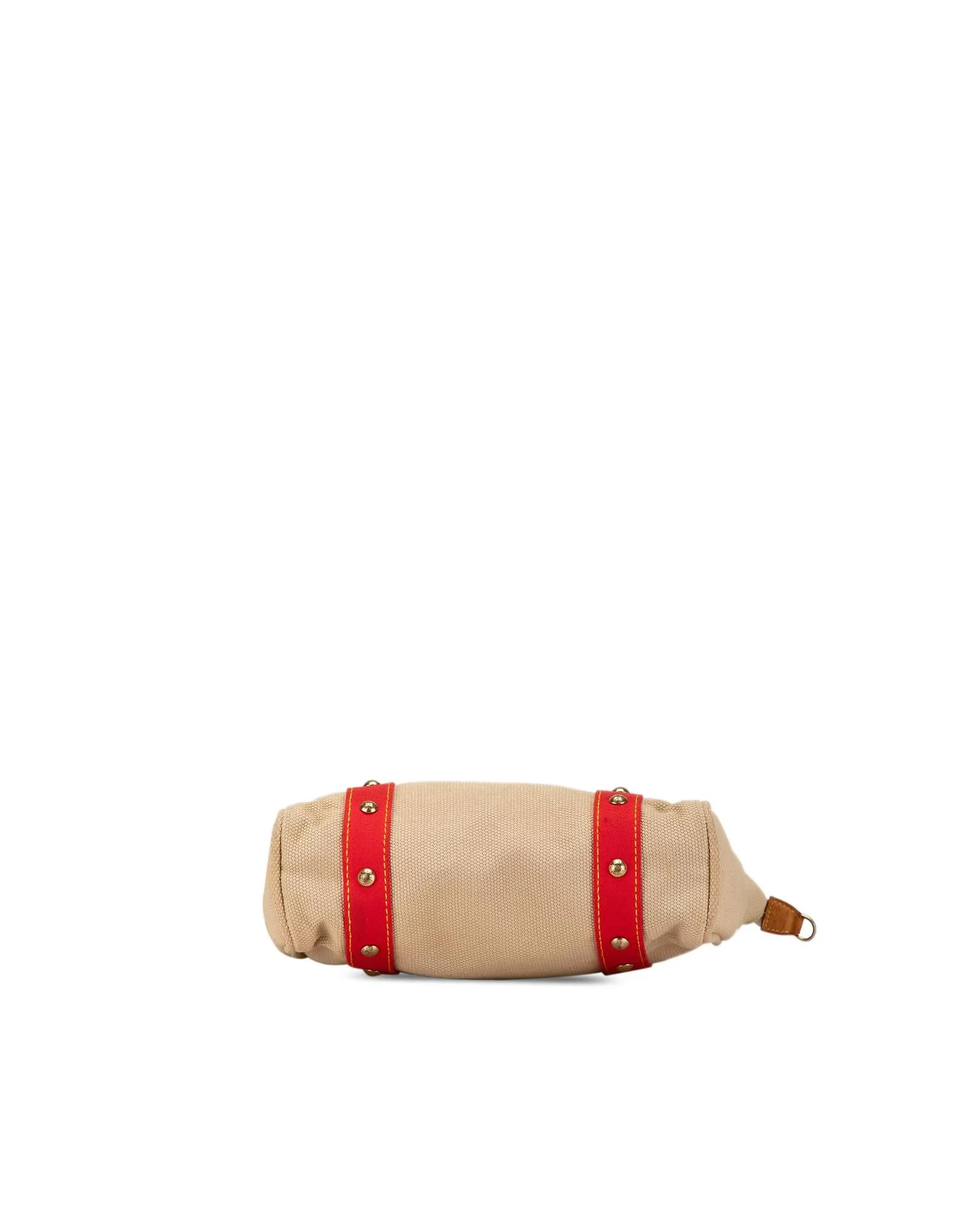 Louis Vuitton Keepall Bandouliere 45 Travel Bag Beige Canvas with Red Trim