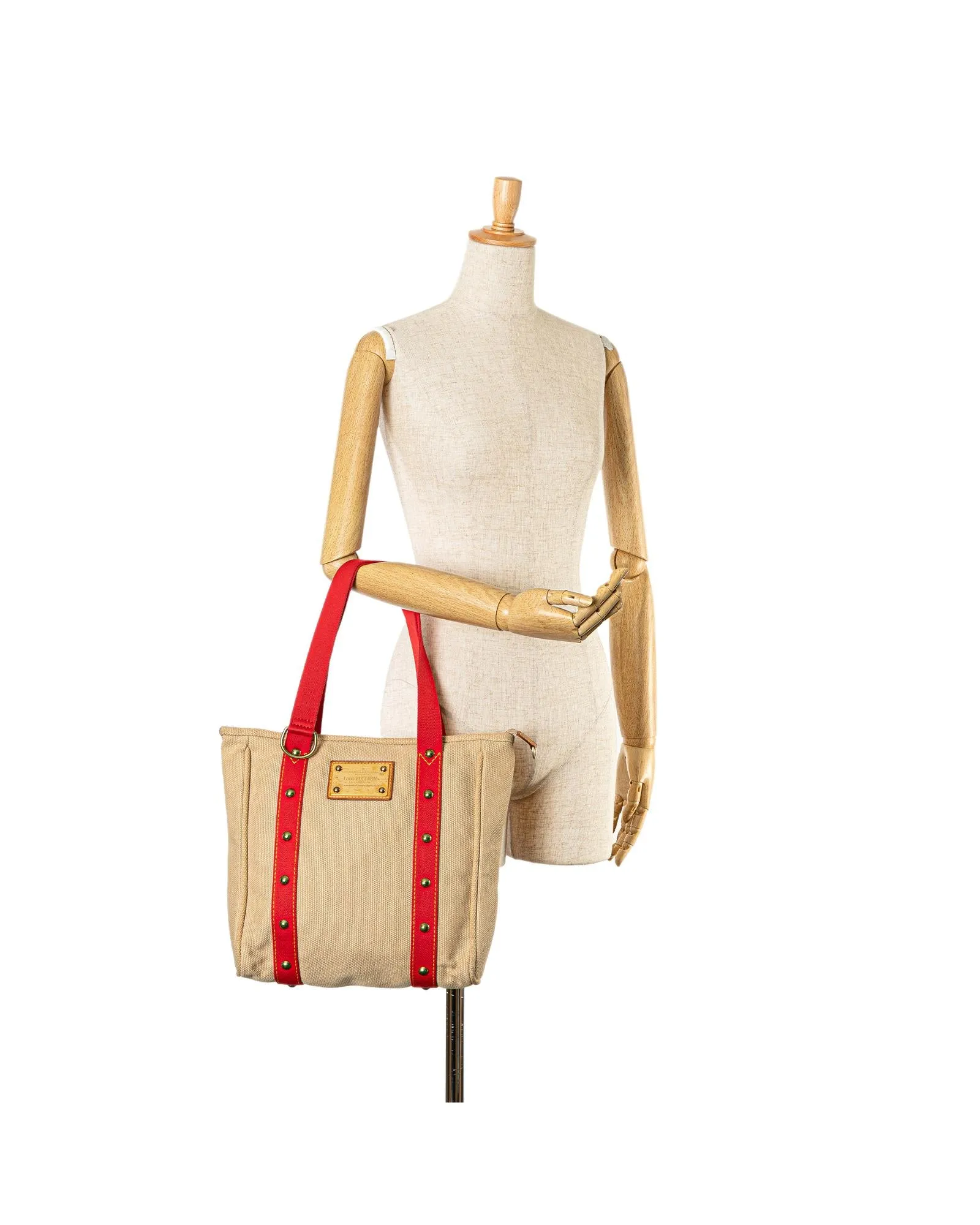 Louis Vuitton Keepall Bandouliere 45 Travel Bag Beige Canvas with Red Trim