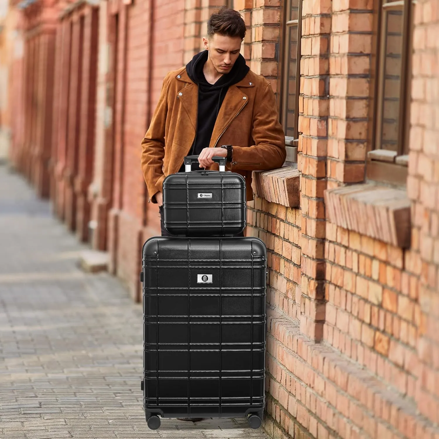 Luggage 4 Piece Sets, ABS PC Suitcases with Spinner Wheels, Hard Shell Luggage Carry on Luggage Set with TSA Lock Black (12in 20in 24in 28in)