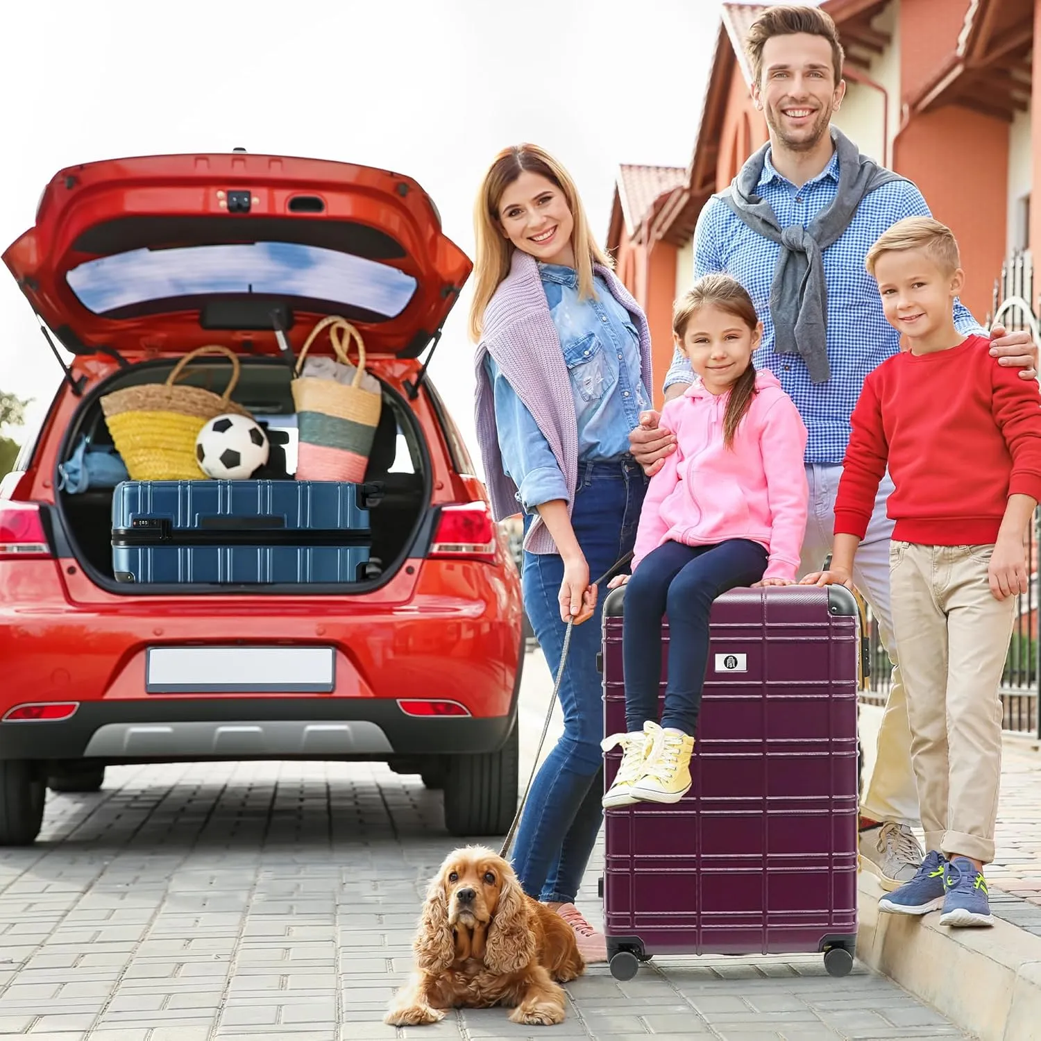 Luggage 4 Piece Sets, ABS PC Suitcases with Spinner Wheels, Hard Shell Luggage Carry on Luggage Set with TSA Lock Purple (12in 20in 24in 28in)