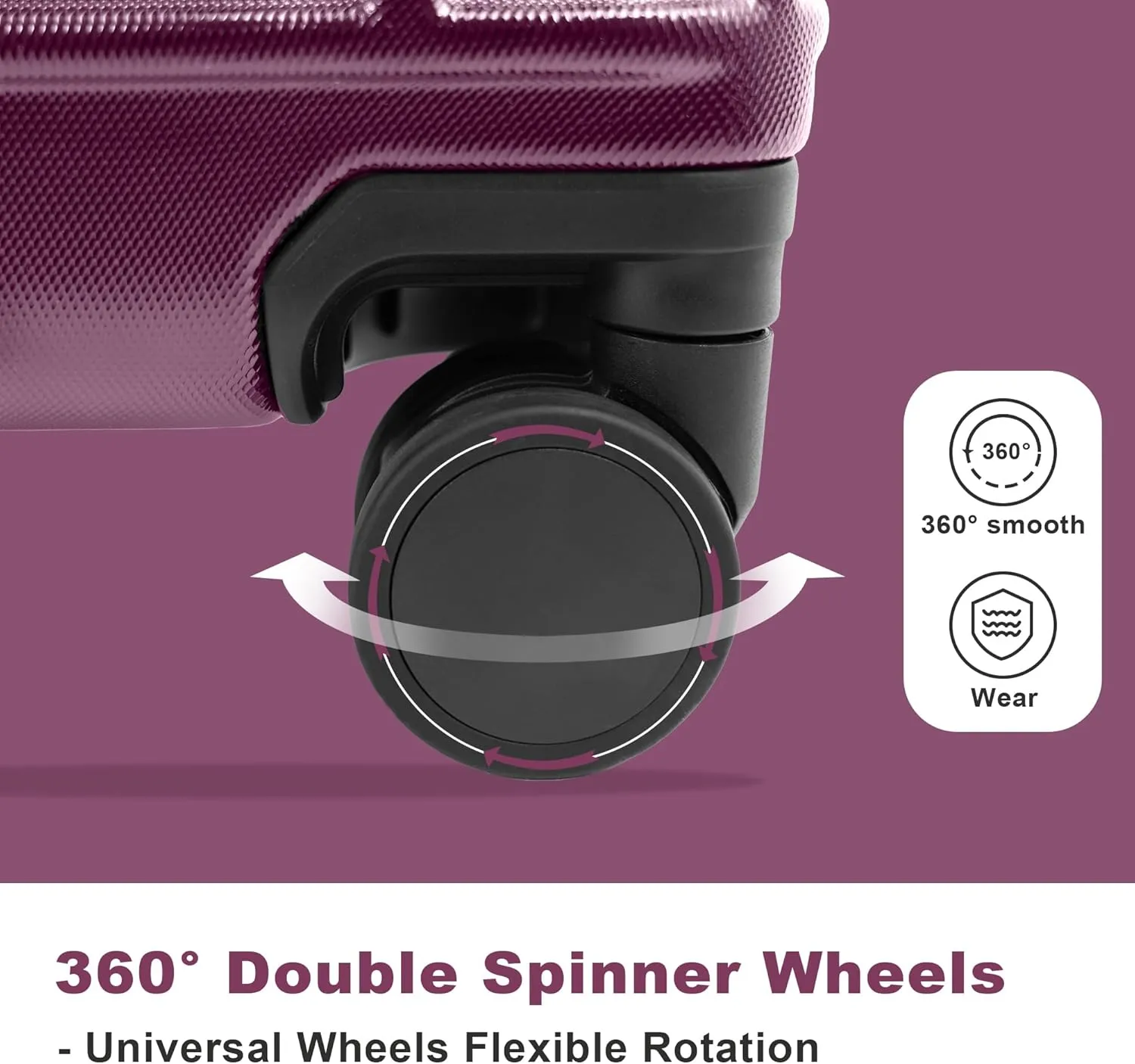 Luggage 4 Piece Sets, ABS PC Suitcases with Spinner Wheels, Hard Shell Luggage Carry on Luggage Set with TSA Lock Purple (12in 20in 24in 28in)