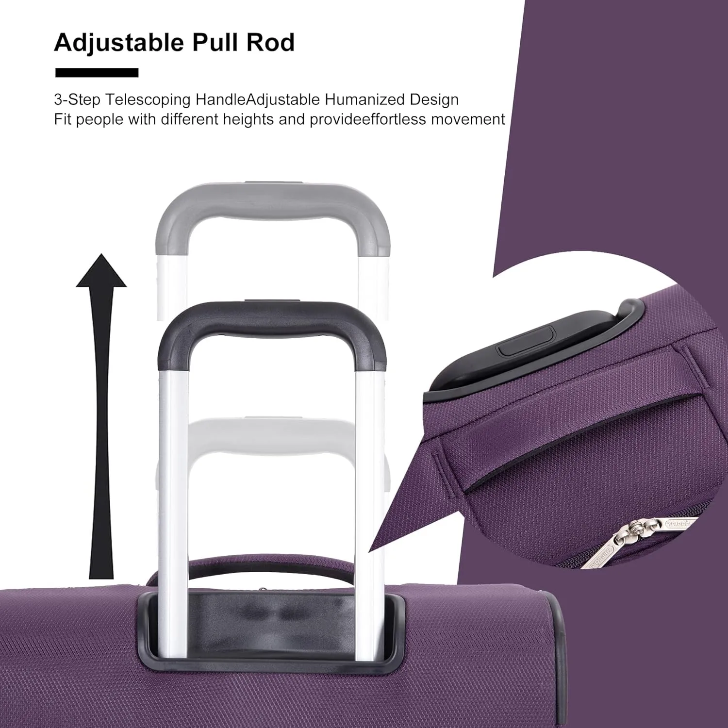 Luggage Sets 5 Piece Softside Expandable Suitcase sets With Spinner Wheels Duffel Bag And Toiletry Bag, Lightweight Carry-On And Checked Luggage (10" 16" 18" 23" 27"), Dark Purple