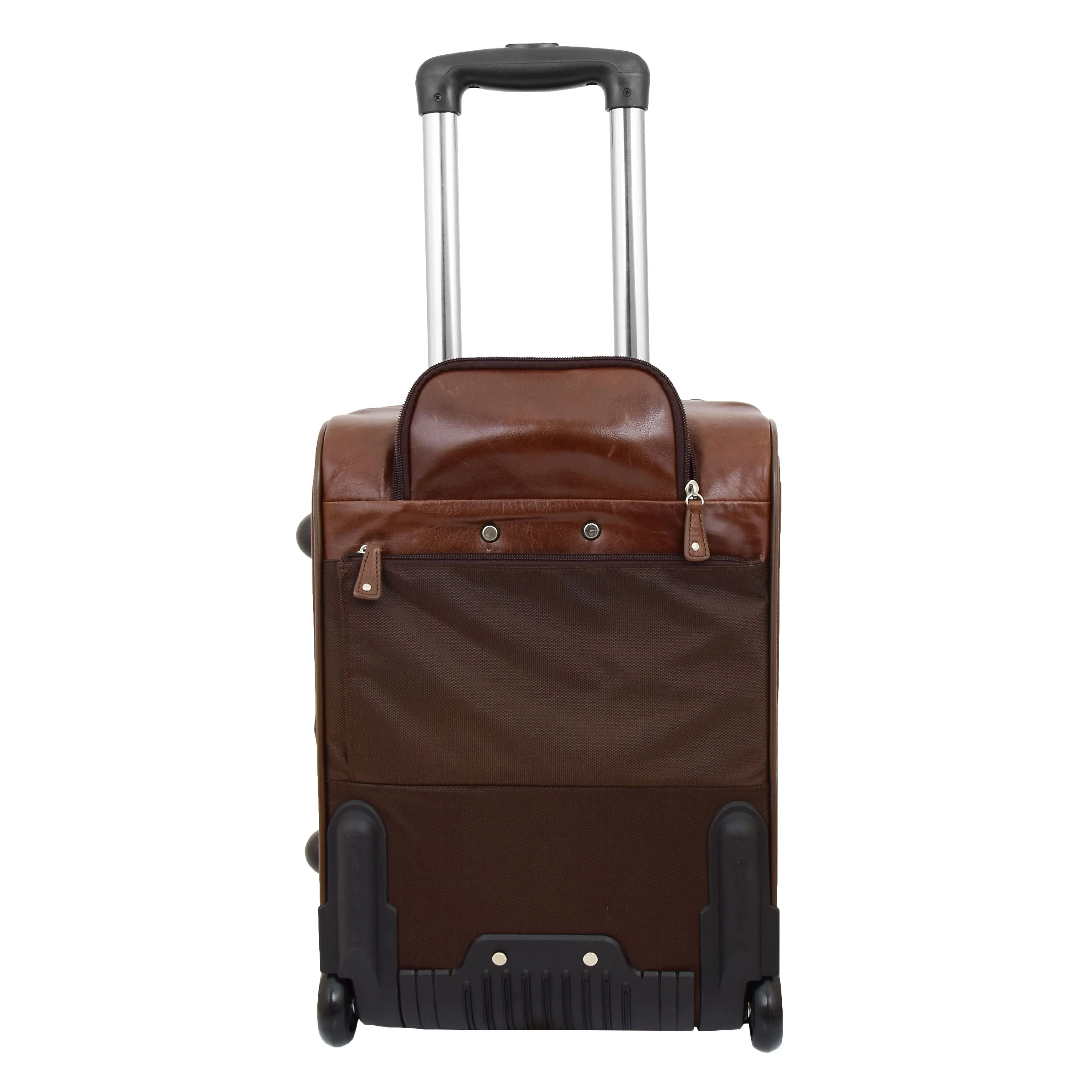 Luxurious Brown Leather Cabin Size Suitcase Hand Luggage Beverley Hills