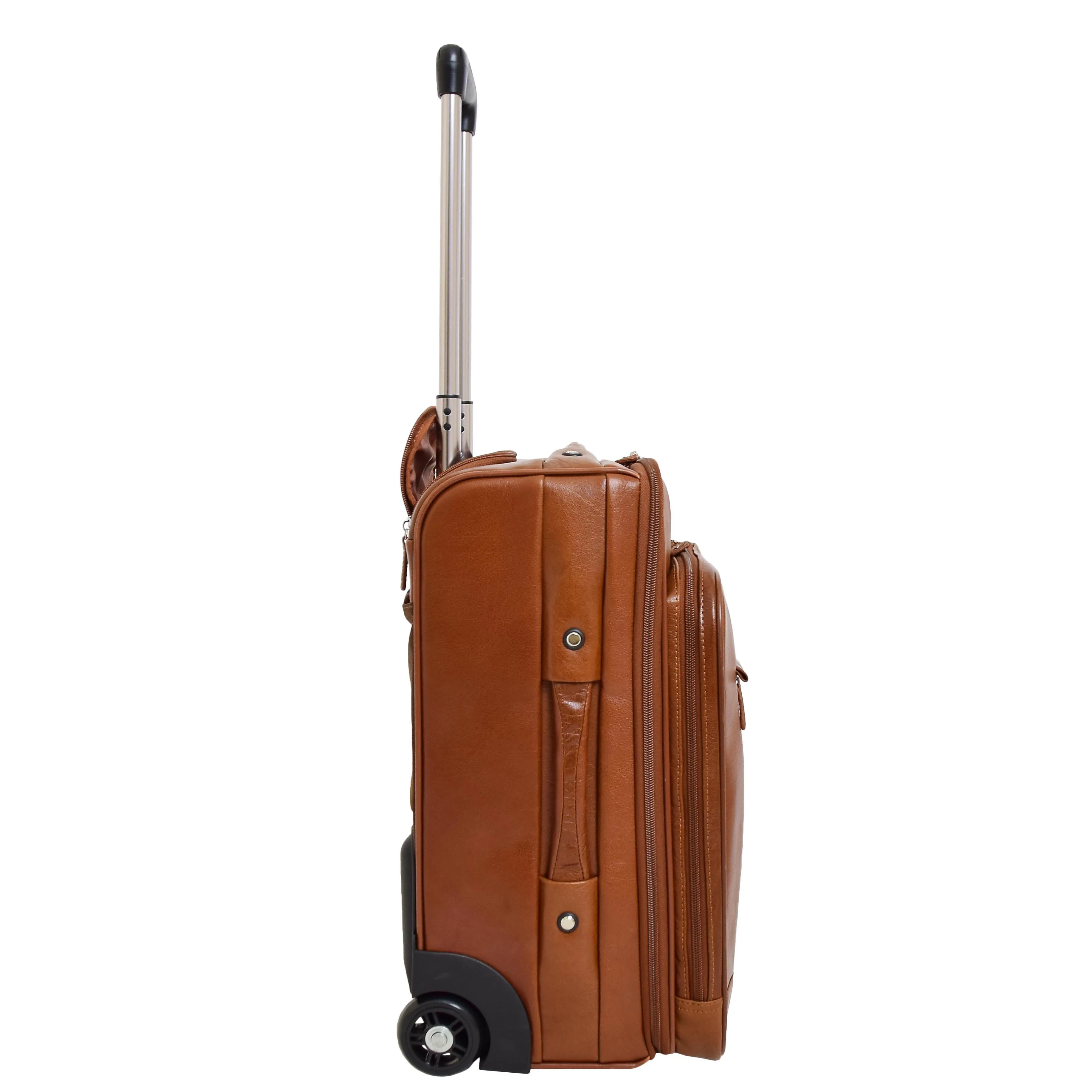Luxurious Cognac Leather Cabin Size Suitcase Hand Luggage Beverley Hills