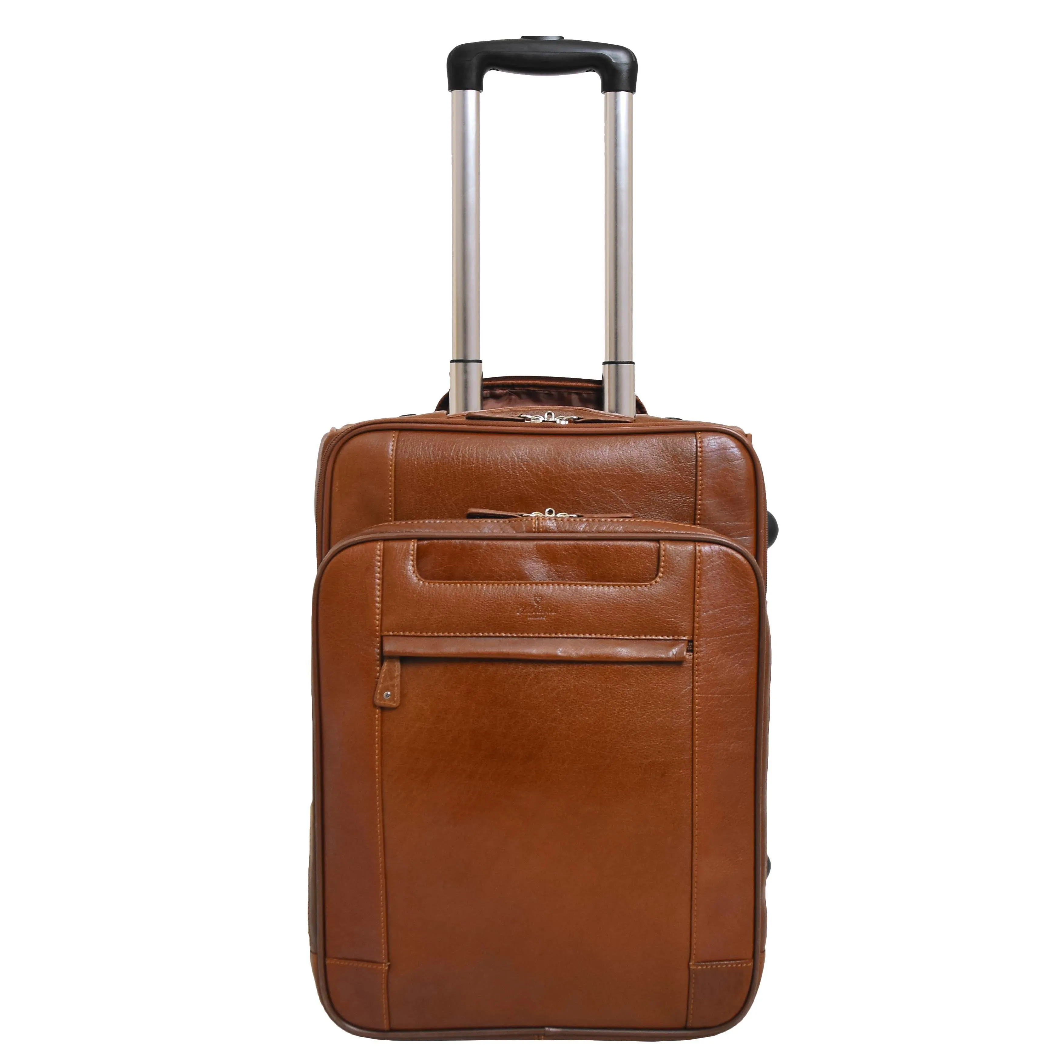 Luxurious Cognac Leather Cabin Size Suitcase Hand Luggage Beverley Hills