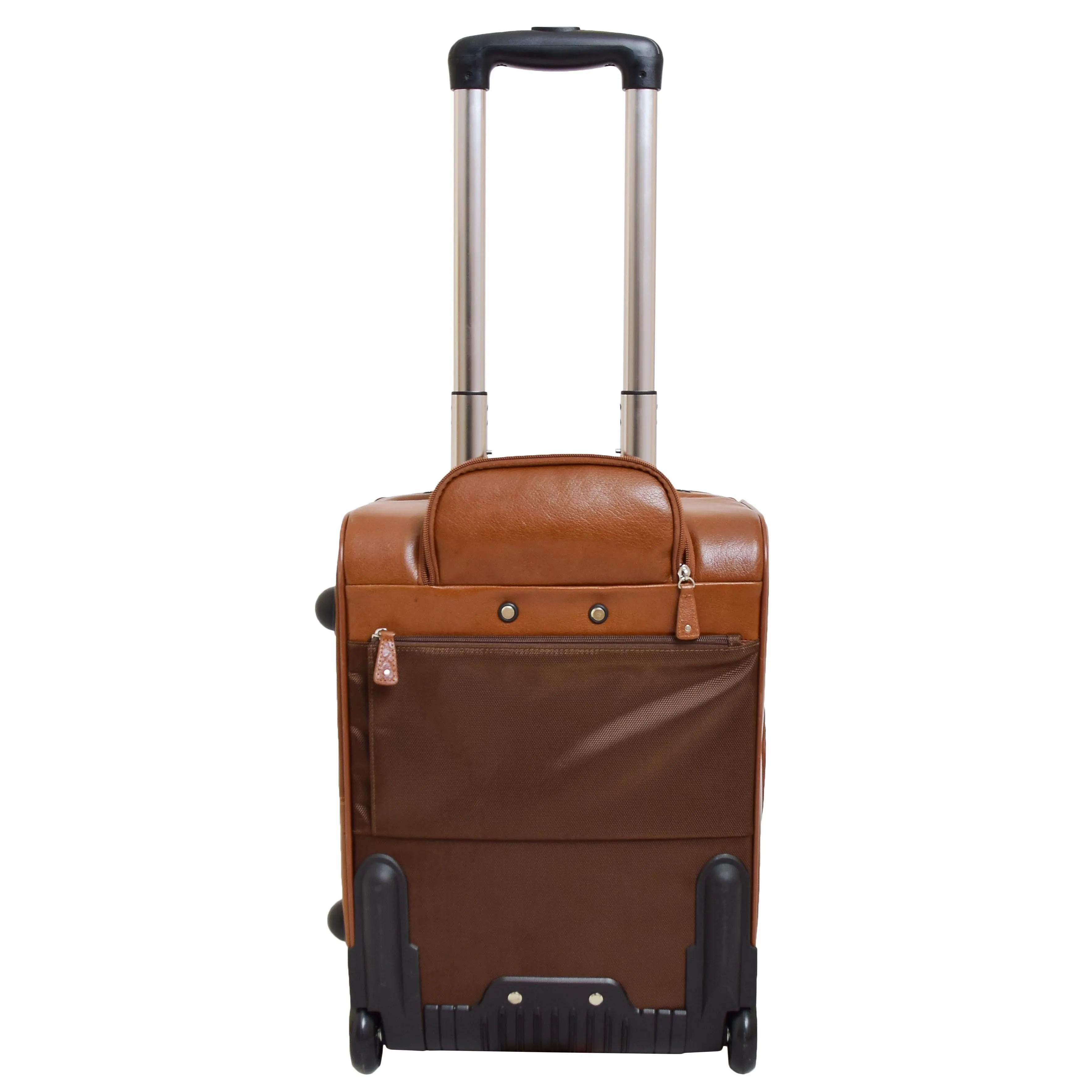 Luxurious Cognac Leather Cabin Size Suitcase Hand Luggage Beverley Hills