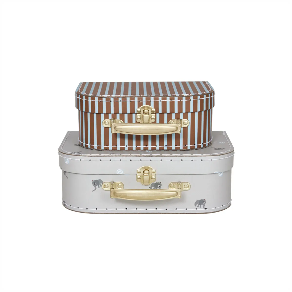 Mini Suitcase Elephant & Stripe - Set of 2