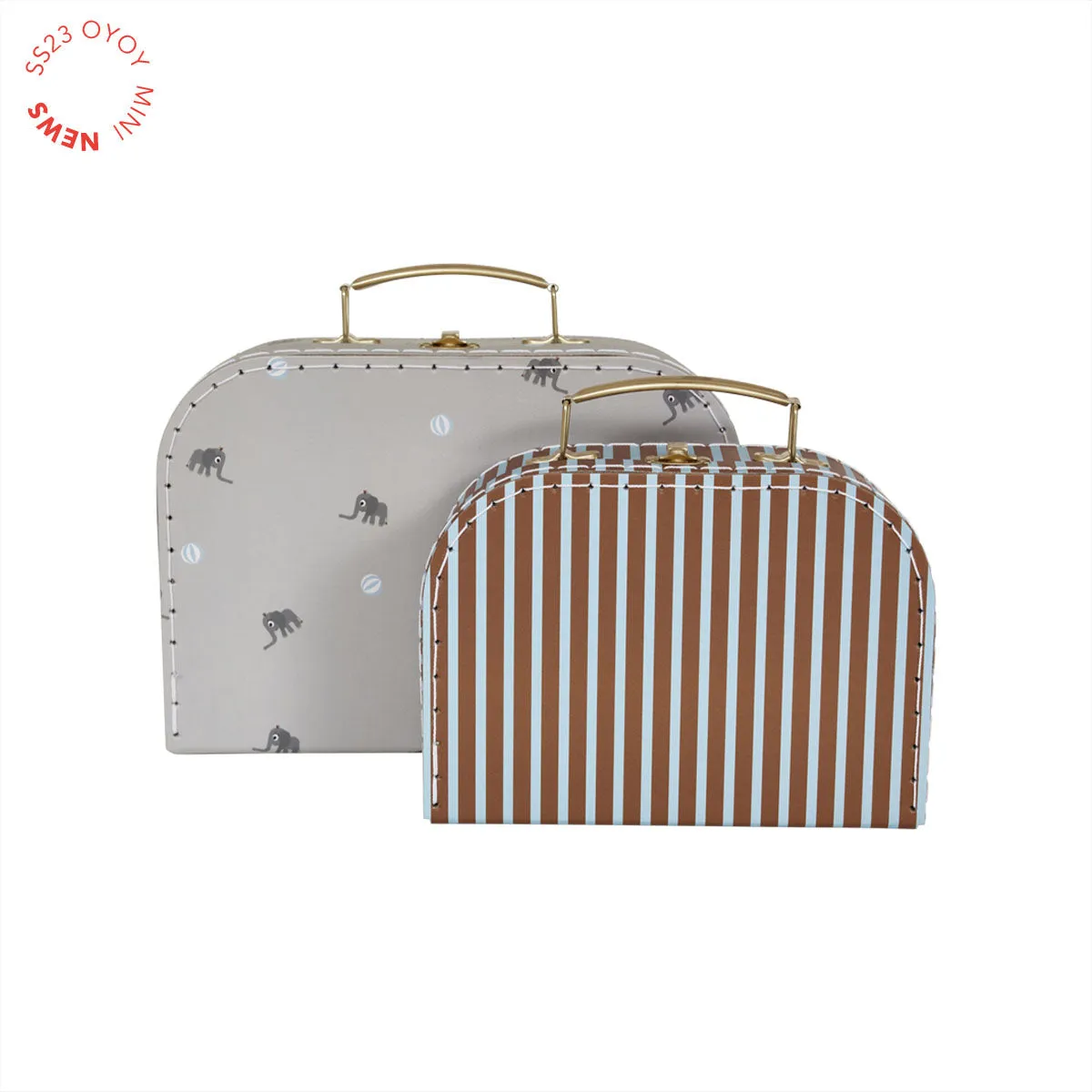 Mini Suitcase Elephant & Stripe - Set of 2