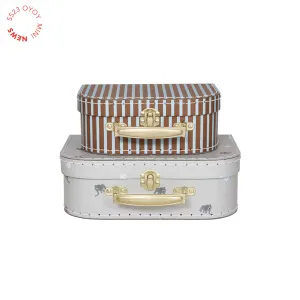 Mini Suitcase Elephant & Stripe - Set of 2