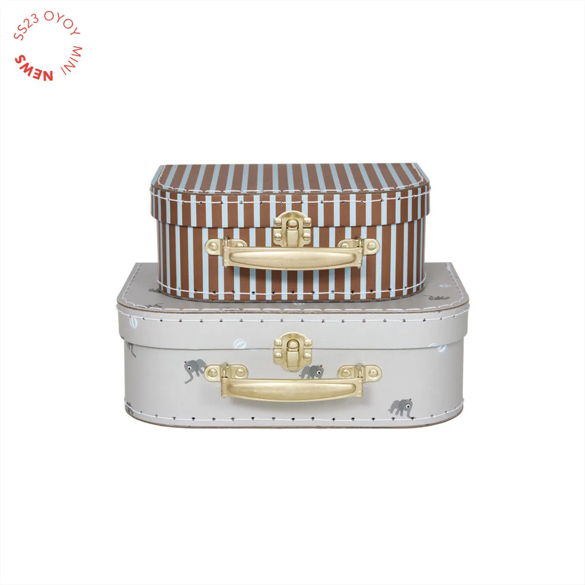 Mini Suitcase Elephant & Stripe - Set of 2