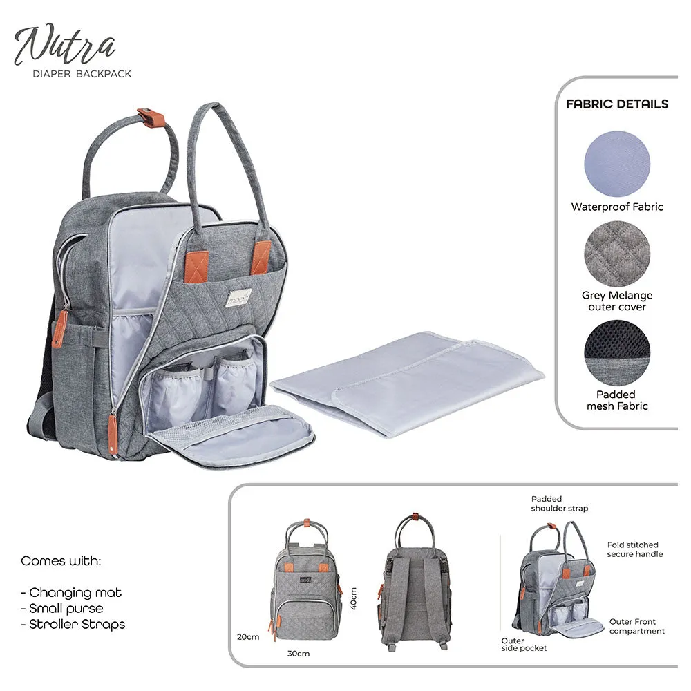 Moon Nutra Diaper Backpack (Grey Melange)