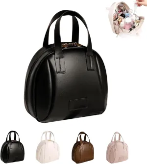 Multi Layered Shell Shaped Cosmetic Bag, Portable Large Capacity Pu Shell Waterproof Handbag Style Cosmetic Bag (Black)