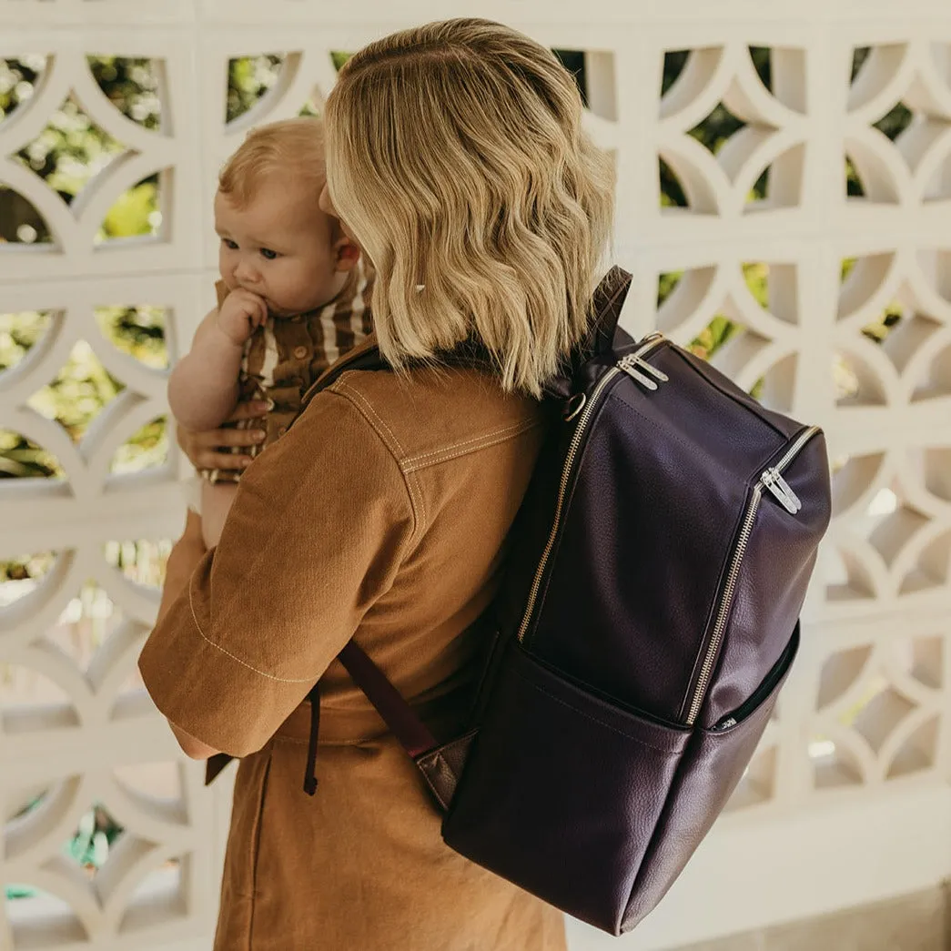Oioi Multitasker Diaper Backpack - Mulberry Vegan Leather