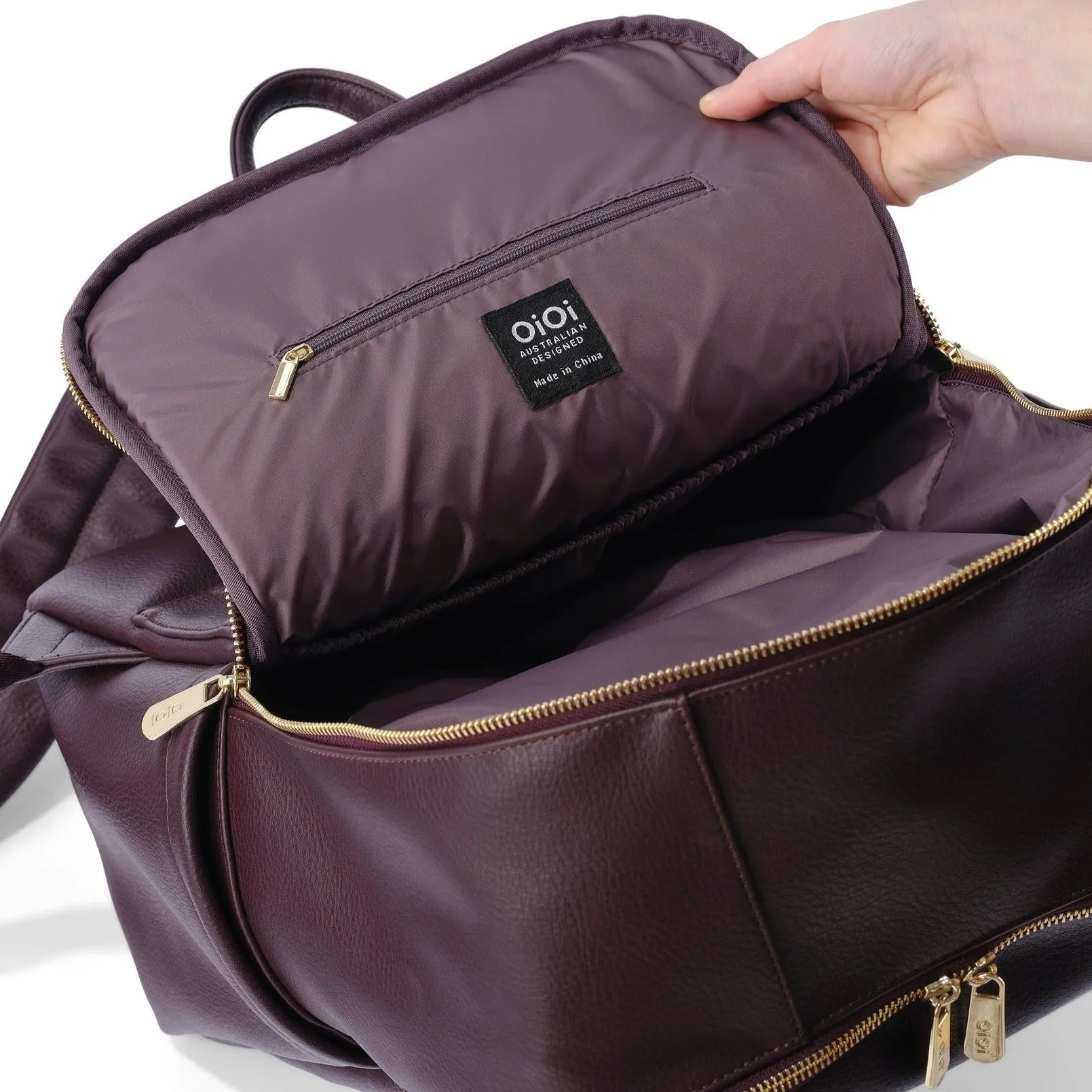 Oioi Multitasker Diaper Backpack - Mulberry Vegan Leather